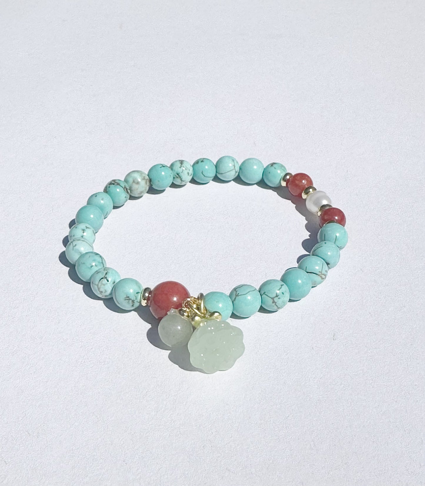 6mm Turquoise Elastic stretches for a secure, easy fit Handmade Bracelet