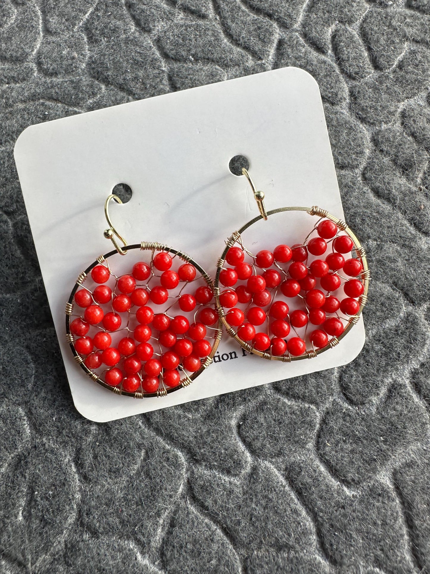Handmade wire wrapping with coral gemstone with gold plated