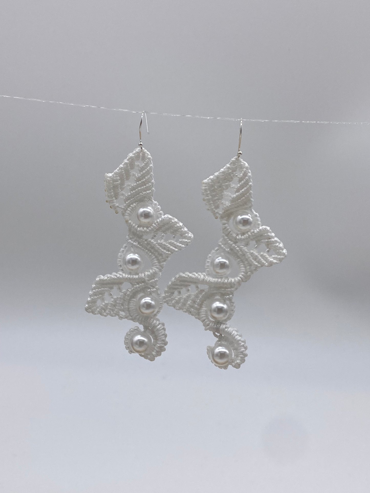 White color , Macrame Earrings, Bohemian Fashion, Tribal Ethnic Bellydance, Handmade Earrings,Handmade Macrame, Dangle Earring,Macrame Jewelry