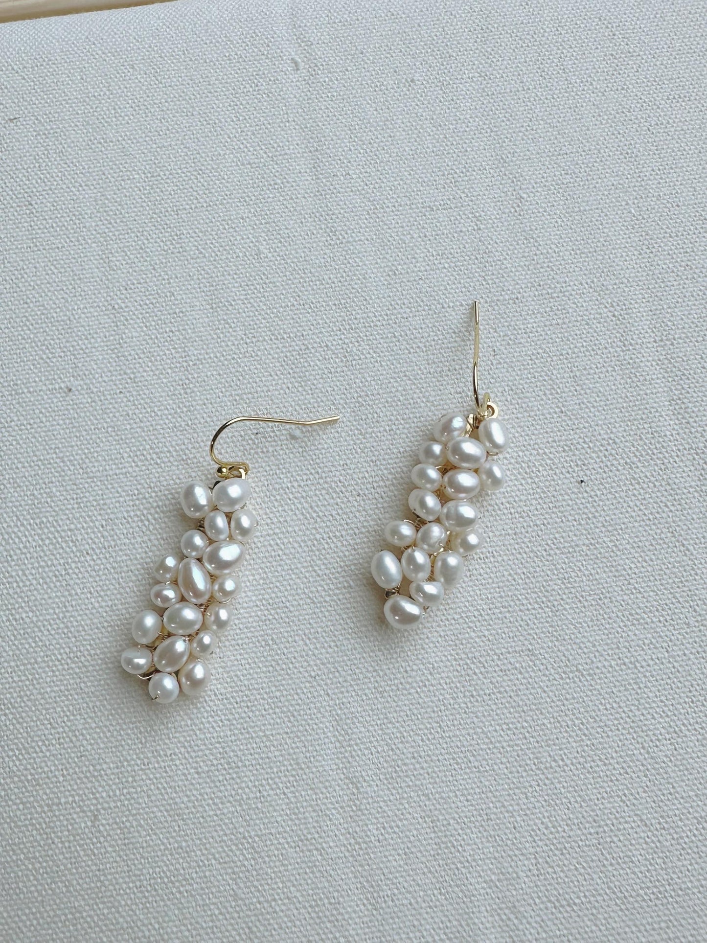 Freshwater Pearl with Gold plated Wire Wrapped Handmade, size: 1.5” length X 0.5” width.