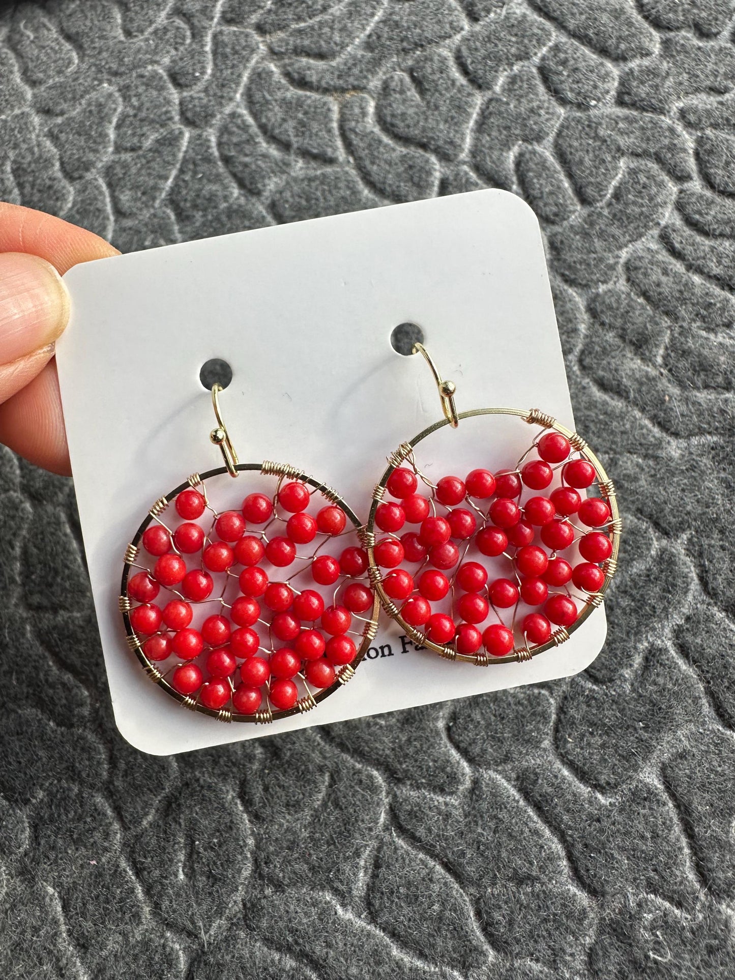 Handmade wire wrapping with coral gemstone with gold plated