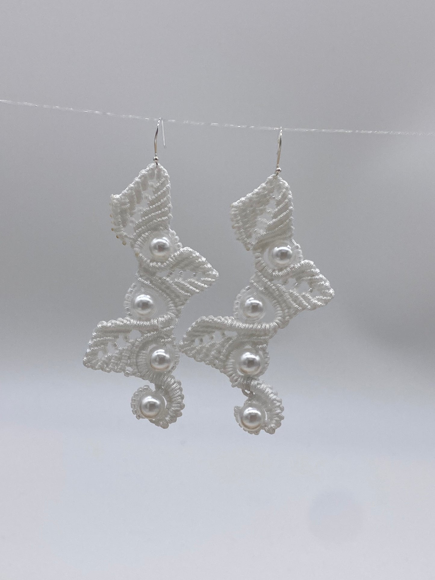 White color , Macrame Earrings, Bohemian Fashion, Tribal Ethnic Bellydance, Handmade Earrings,Handmade Macrame, Dangle Earring,Macrame Jewelry