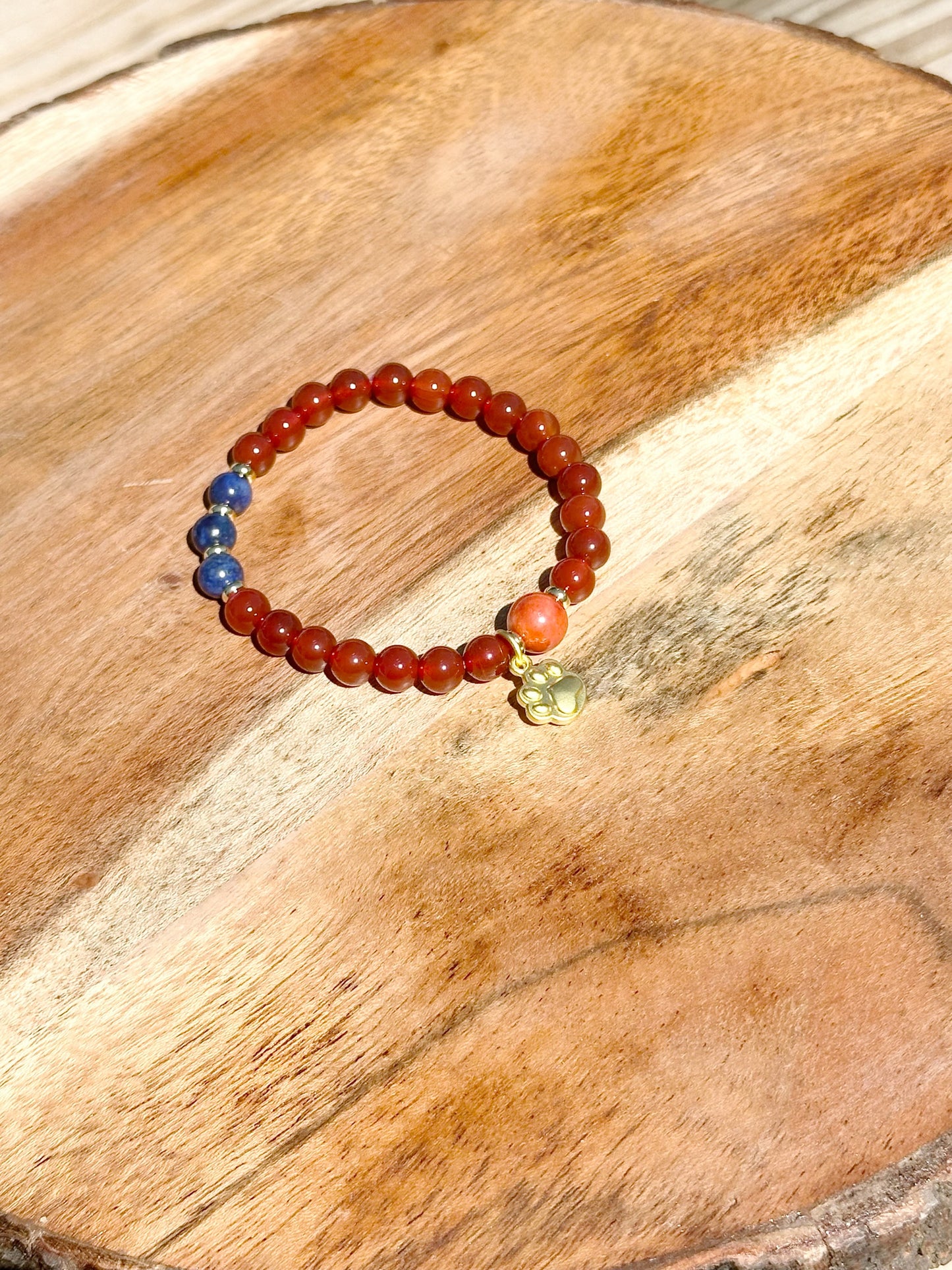 6mm Lapis Red Agate stretches Handmade Bracelet