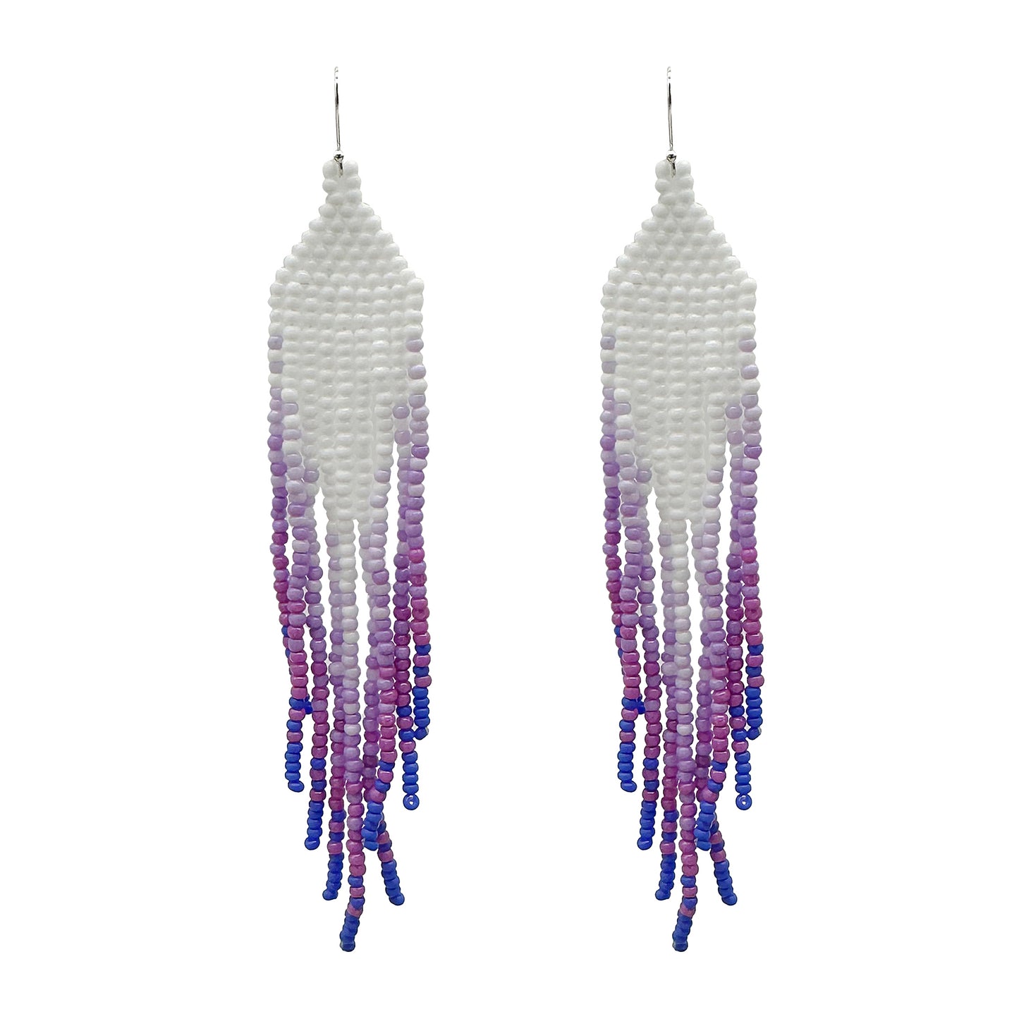 Handmade Earrings with seed beads with 925 sterling silver hook 4” length