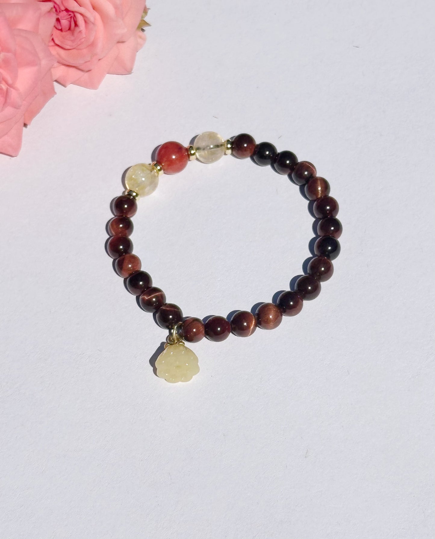 6mm Red Tiger Eye Elastic stretches for a secure, easy fit Handmade Bracelet, Women bracelet