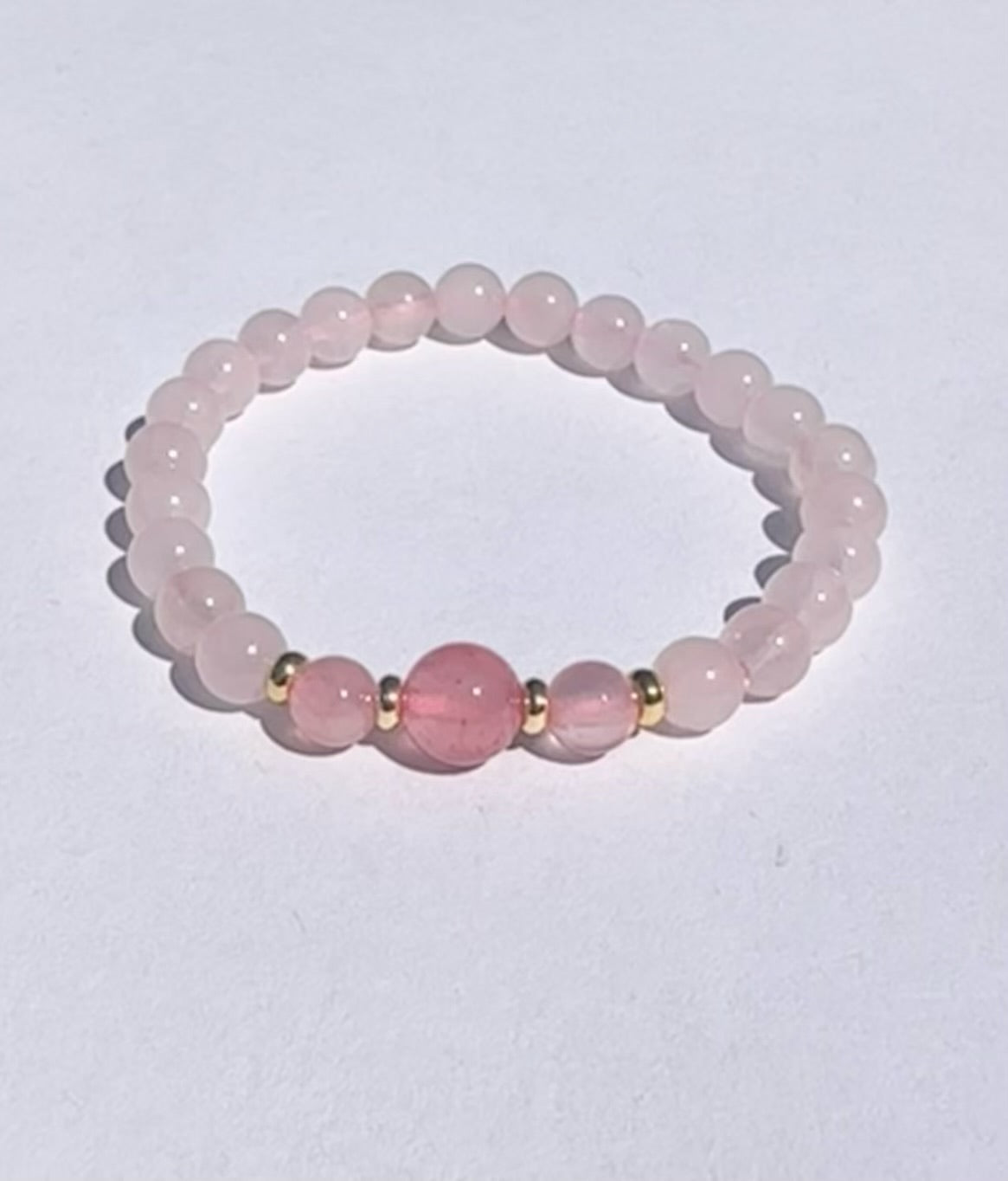 6mm Rose Quartz Elastic stretches for a secure, easy fit Handmade Bracelet, Women bracelet