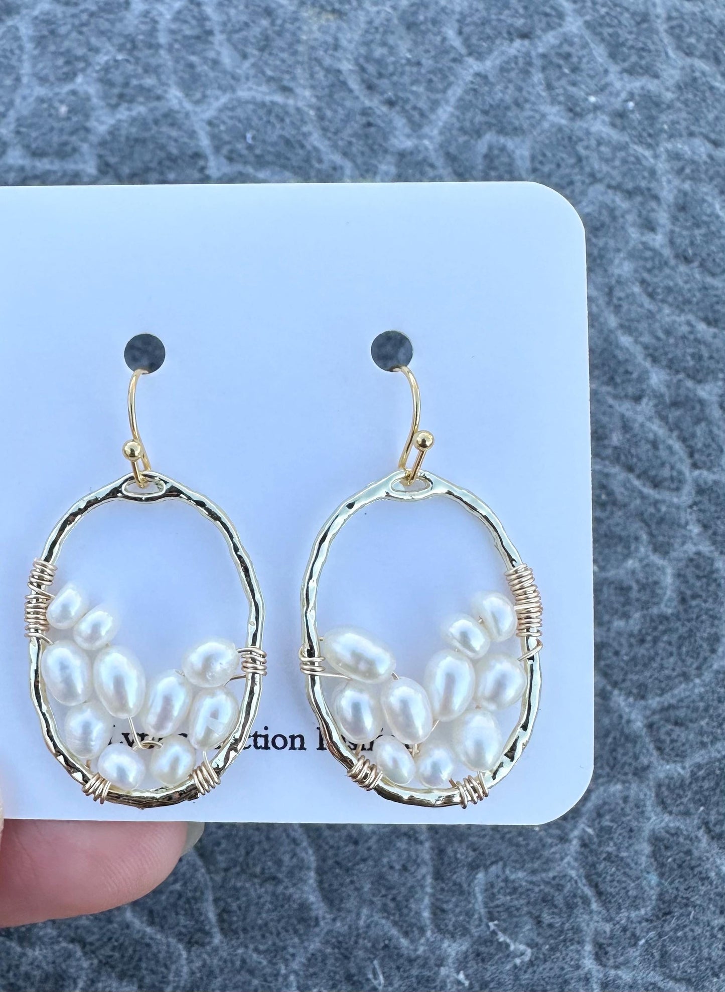 Handmade Earrings with 4mm X 5mm Freshwater Pearl with 21.5mm X 30mm gold plated