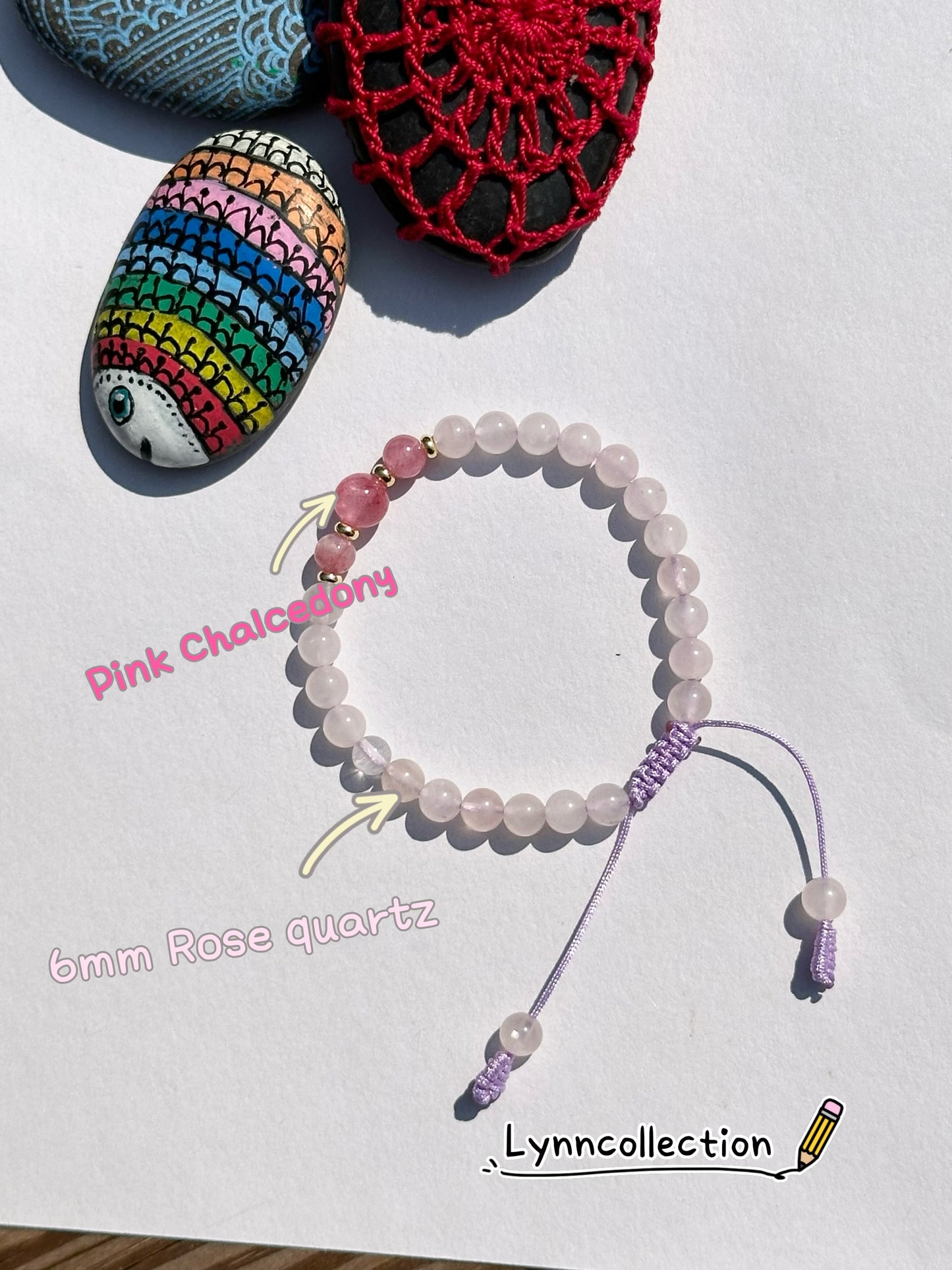 6mm Rose Quartz Stretch Handmade Bracelet, Women bracelet