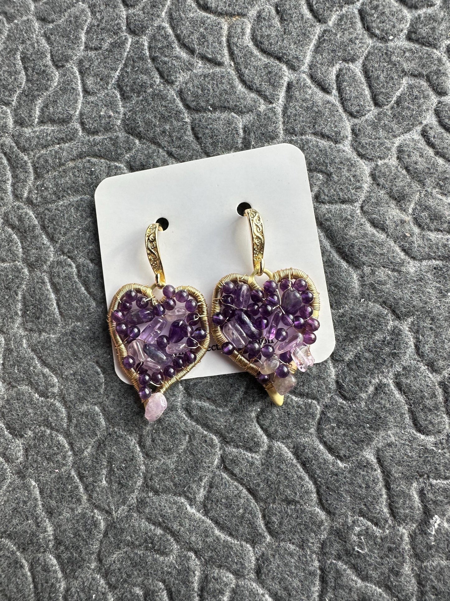 Handmade wire wrapped Earrings with 2mm Lapis Lazuli with gold plated 2.38inches length