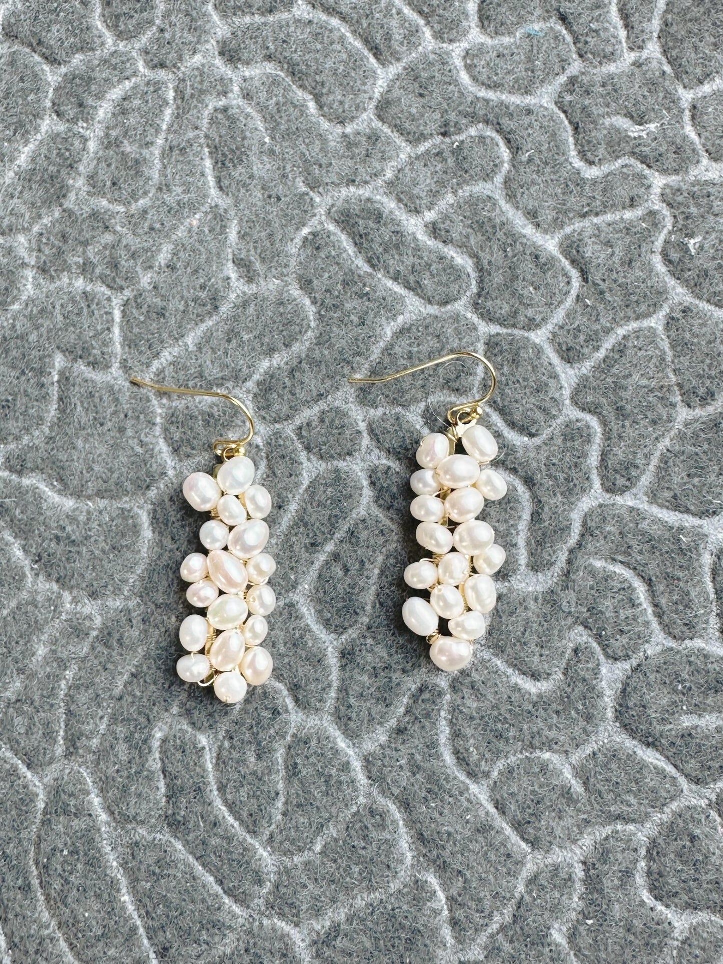 Freshwater Pearl with Gold plated Wire Wrapped Handmade, size: 1.5” length X 0.5” width.
