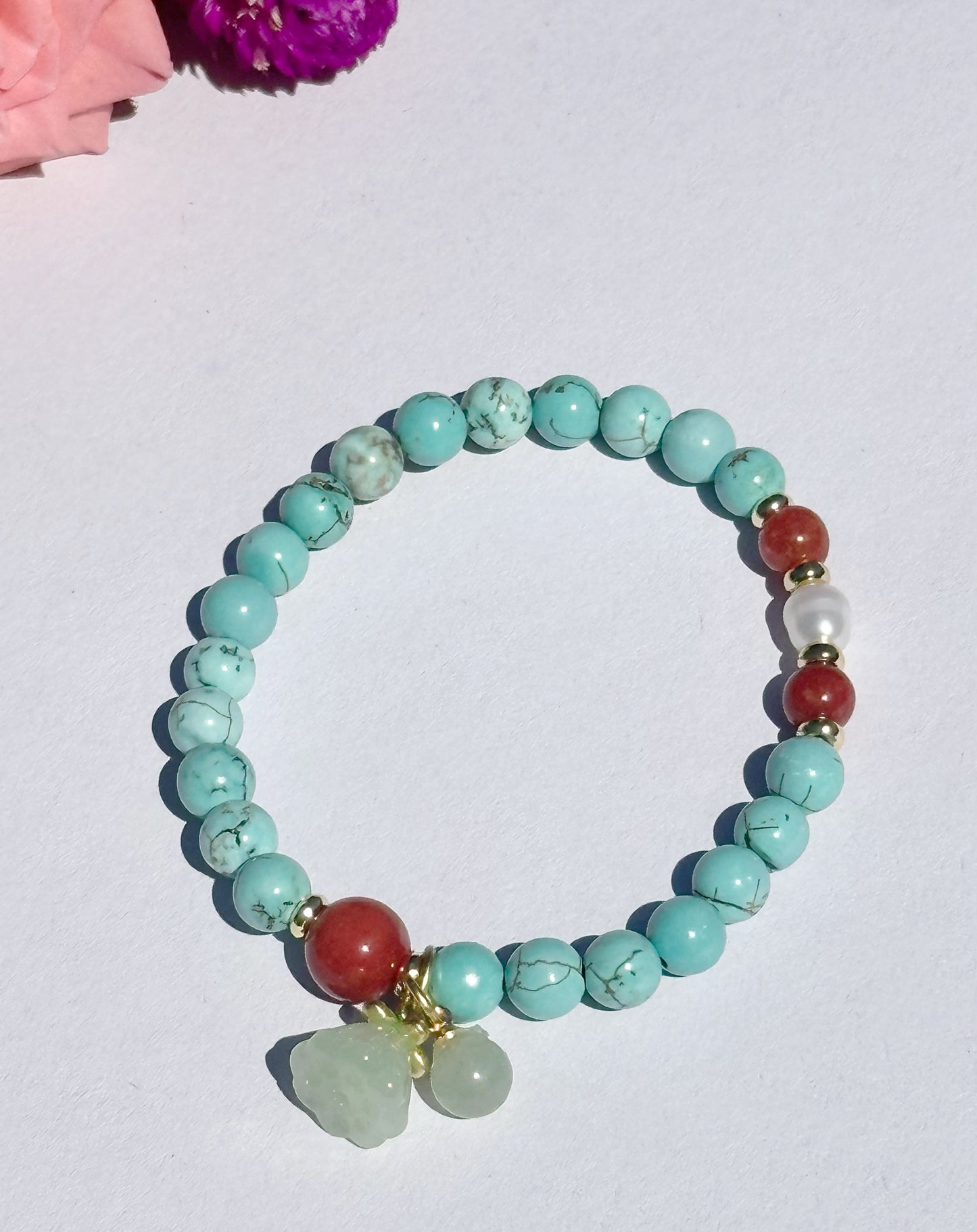 6mm Turquoise Elastic stretches for a secure, easy fit Handmade Bracelet
