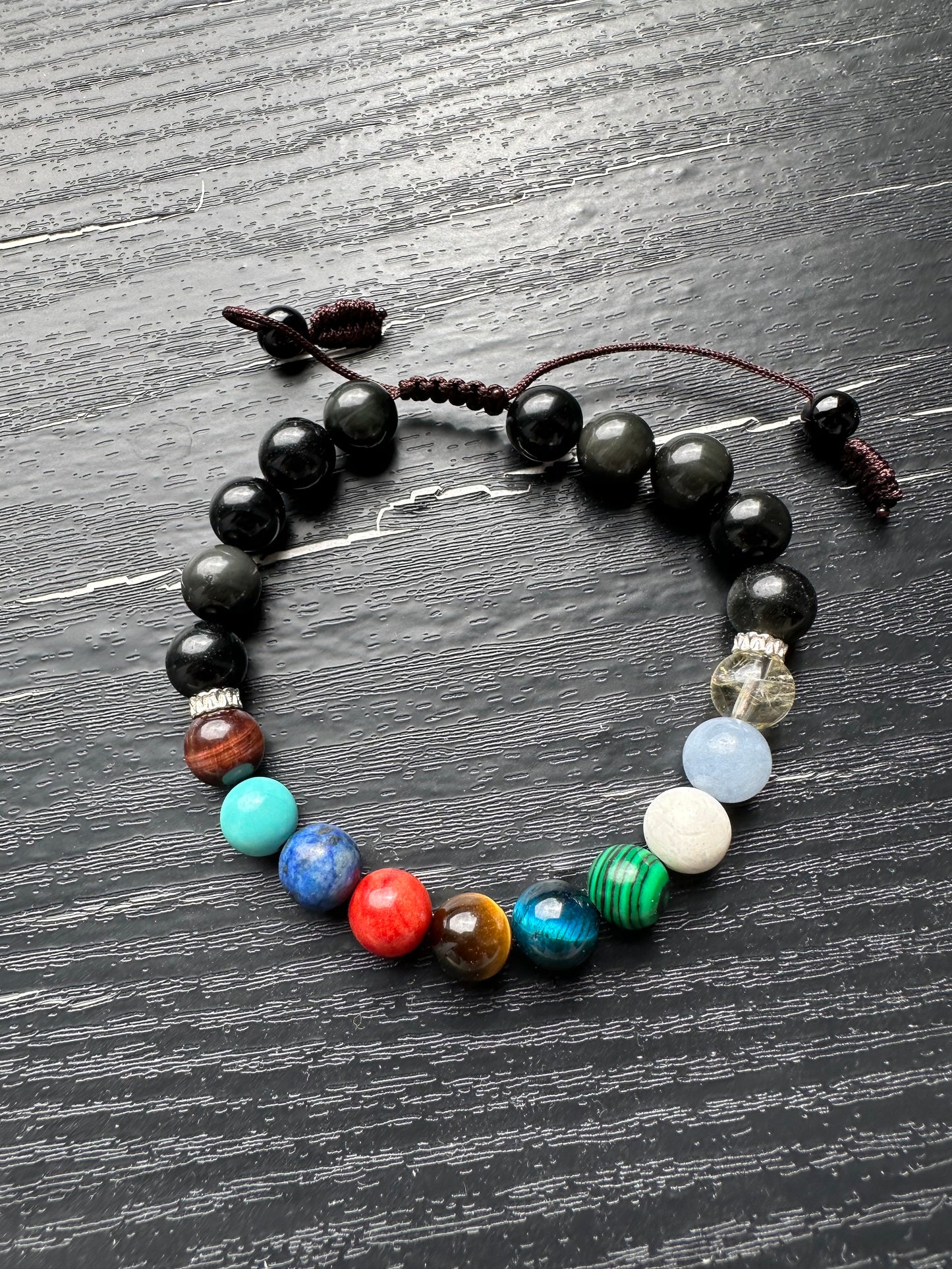 Bracelet For Men Natural Stone Beads 8mm obsidian Bracelet with Yellow Tiger eye, Turquoise, Lapis Lazuli , Coral, Red Tiger Eye, Blue Tiger Eye, Malachite,Howlite Aquamarine, citrine crystal Stretch Bracelets Adjustable Bracelet for Men