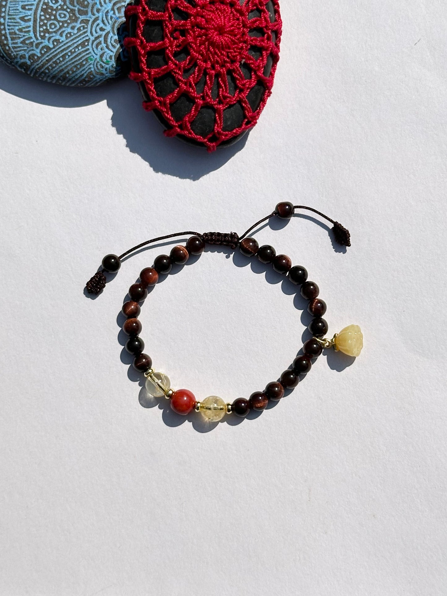 6mm Red Tiger Eye Stretch Handmade Bracelet, Women bracelet