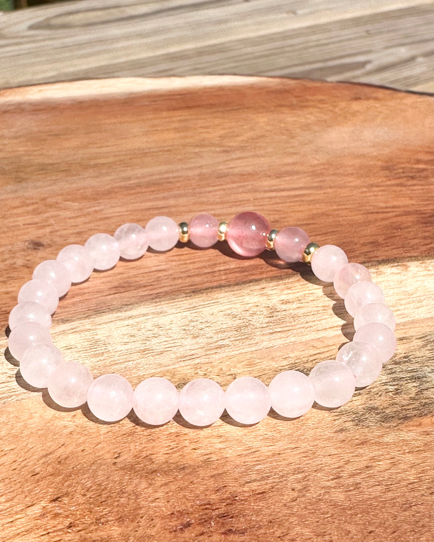 6mm Rose Quartz Elastic stretches for a secure, easy fit Handmade Bracelet, Women bracelet
