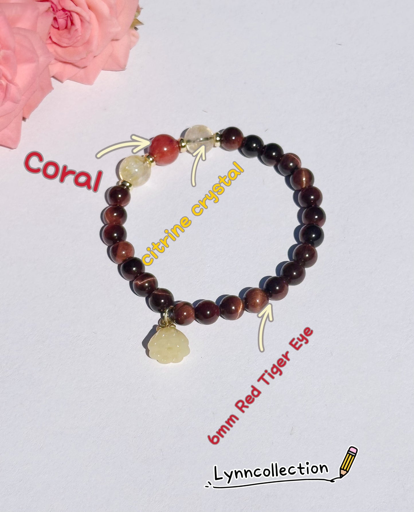 6mm Red Tiger Eye Elastic stretches for a secure, easy fit Handmade Bracelet, Women bracelet
