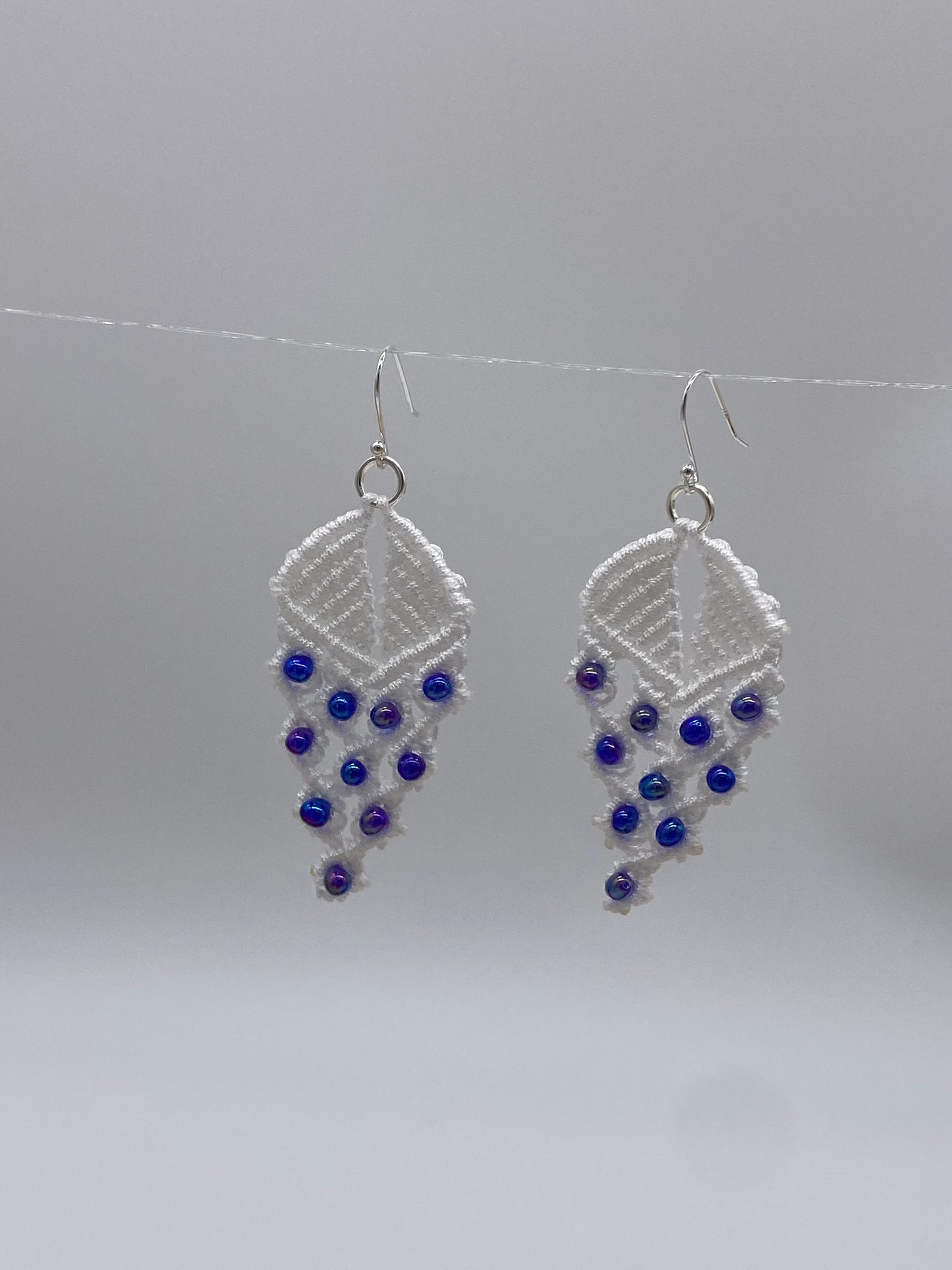 White color , Macrame Earrings, Bohemian Fashion, Tribal Ethnic Bellydance, Handmade Earrings,Handmade Macrame, Dangle Earring,Macrame Jewelry