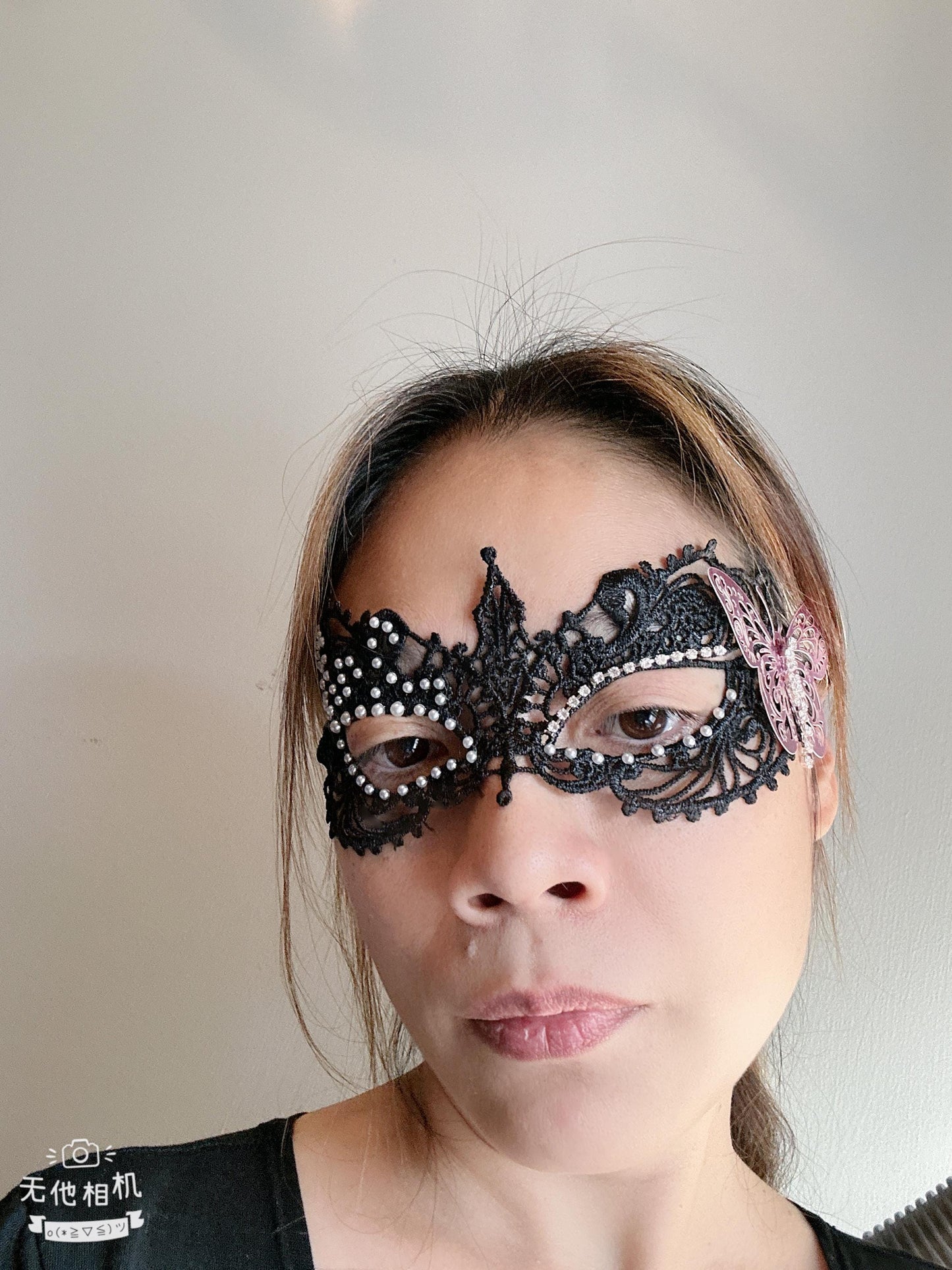 Purple butterfly with clear rhinestones, Resin PearlsEmbroidery Mask, Masquerade Mask, Party Mask, Wedding Mask, Halloween Mask