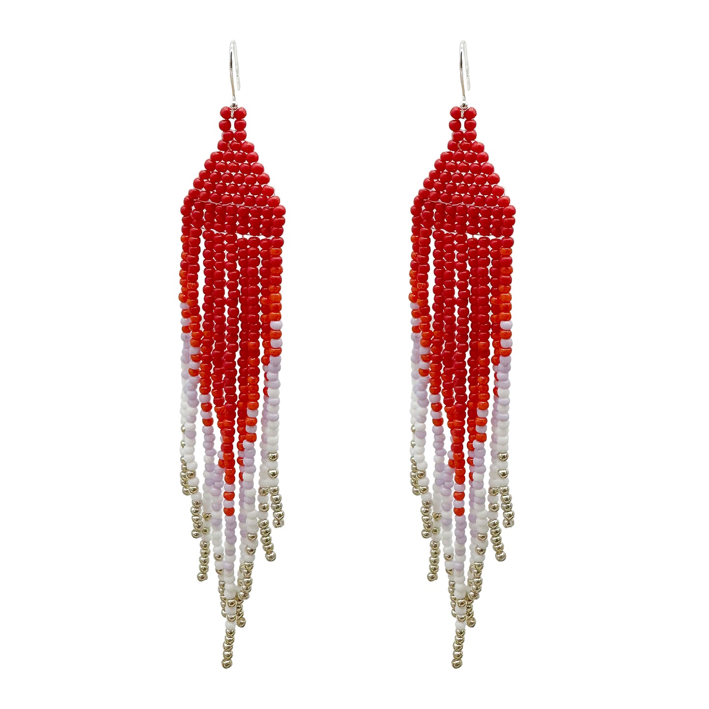 Handmade Earrings with seed beads with 925 sterling silver hook 4” length