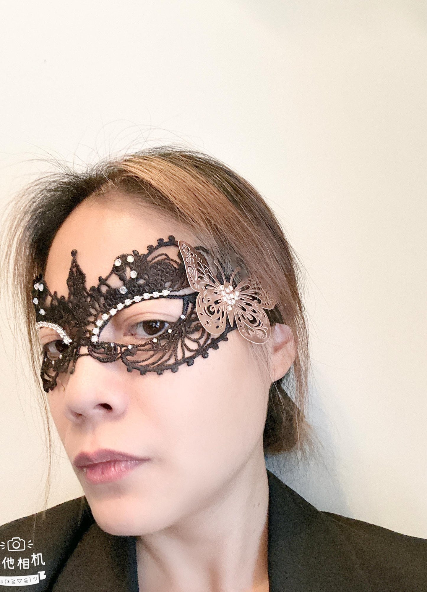 Black soft Lace Mask, Embroidery Mask, Black Mask, Masquerade Mask , Party Mask, Wedding Mask, Halloween Mask, with clear rhinestones