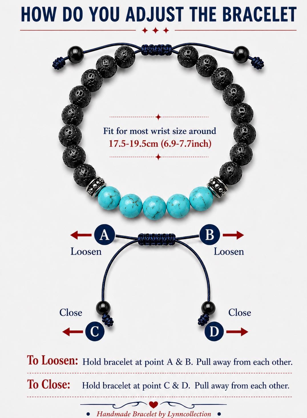 Gemstone Bracelet for HIM OR HER. Black Lava Stone & turquoise Bracelet ,Adjustable Natural Gemstone Bracelet