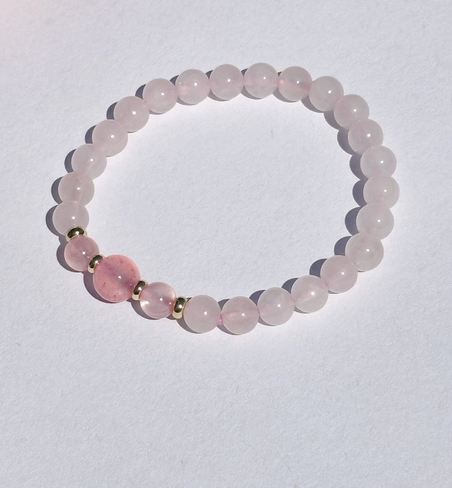 6mm Rose Quartz Elastic stretches for a secure, easy fit Handmade Bracelet, Women bracelet