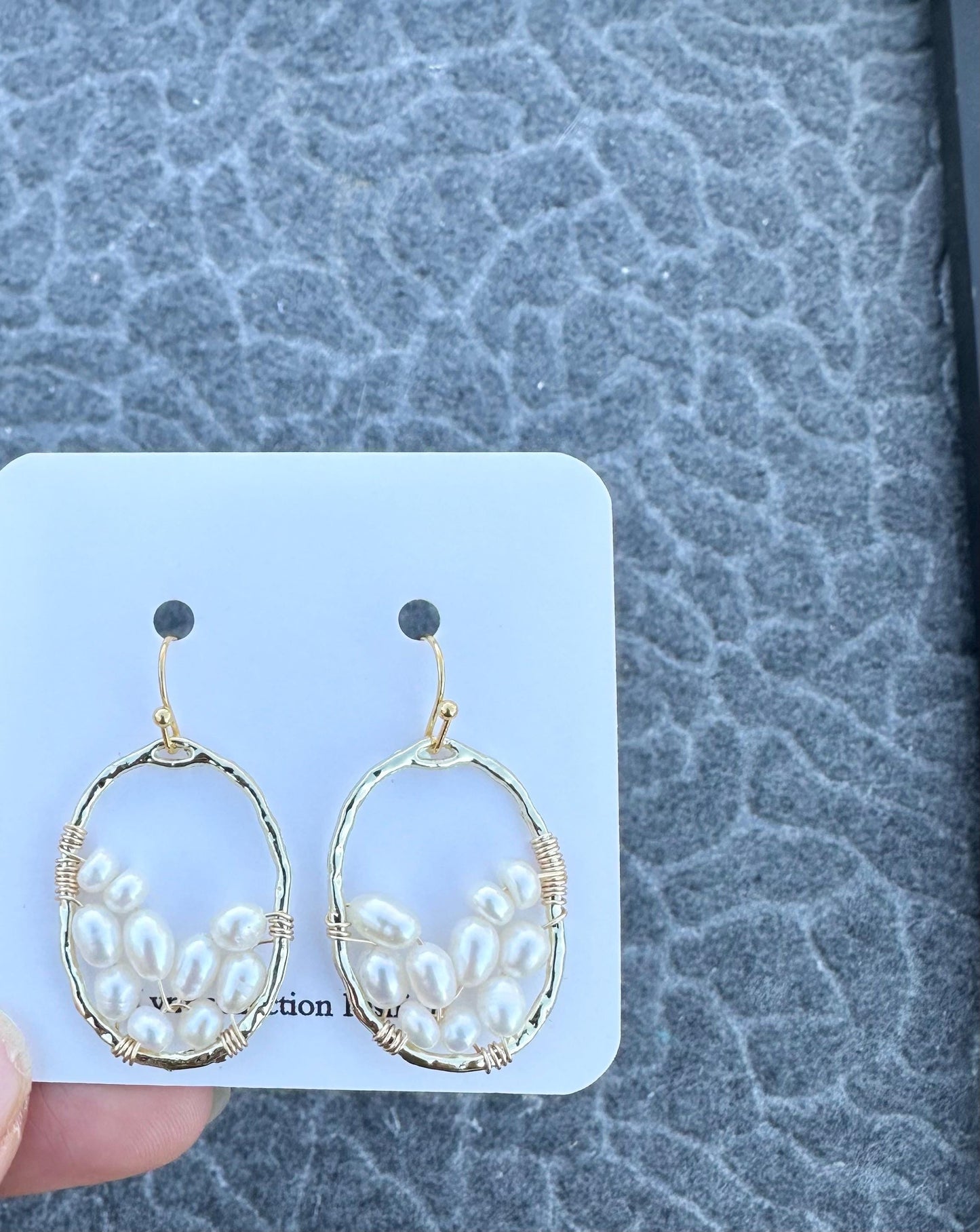Handmade Earrings with 4mm X 5mm Freshwater Pearl with 21.5mm X 30mm gold plated