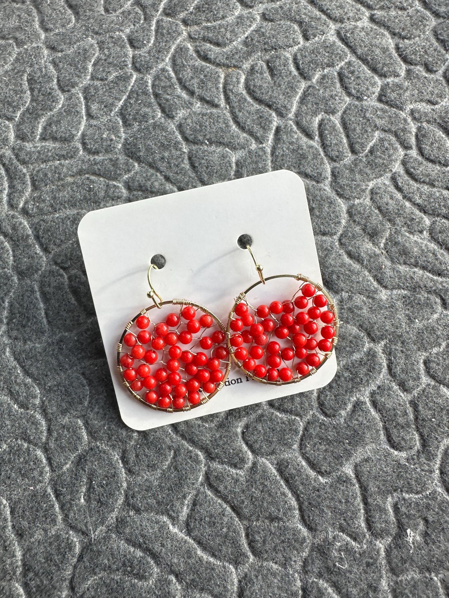 Handmade wire wrapping with coral gemstone with gold plated