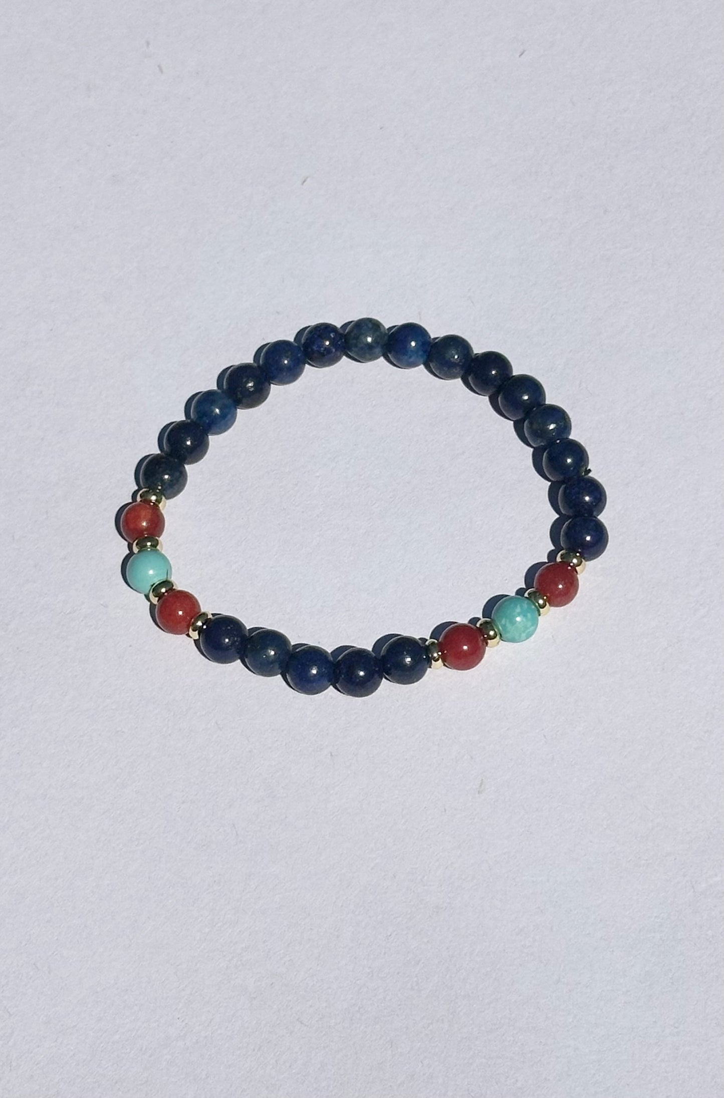 6mm Lapis Lazuli Elastic stretches for a secure, easy fit Handmade Bracelet
