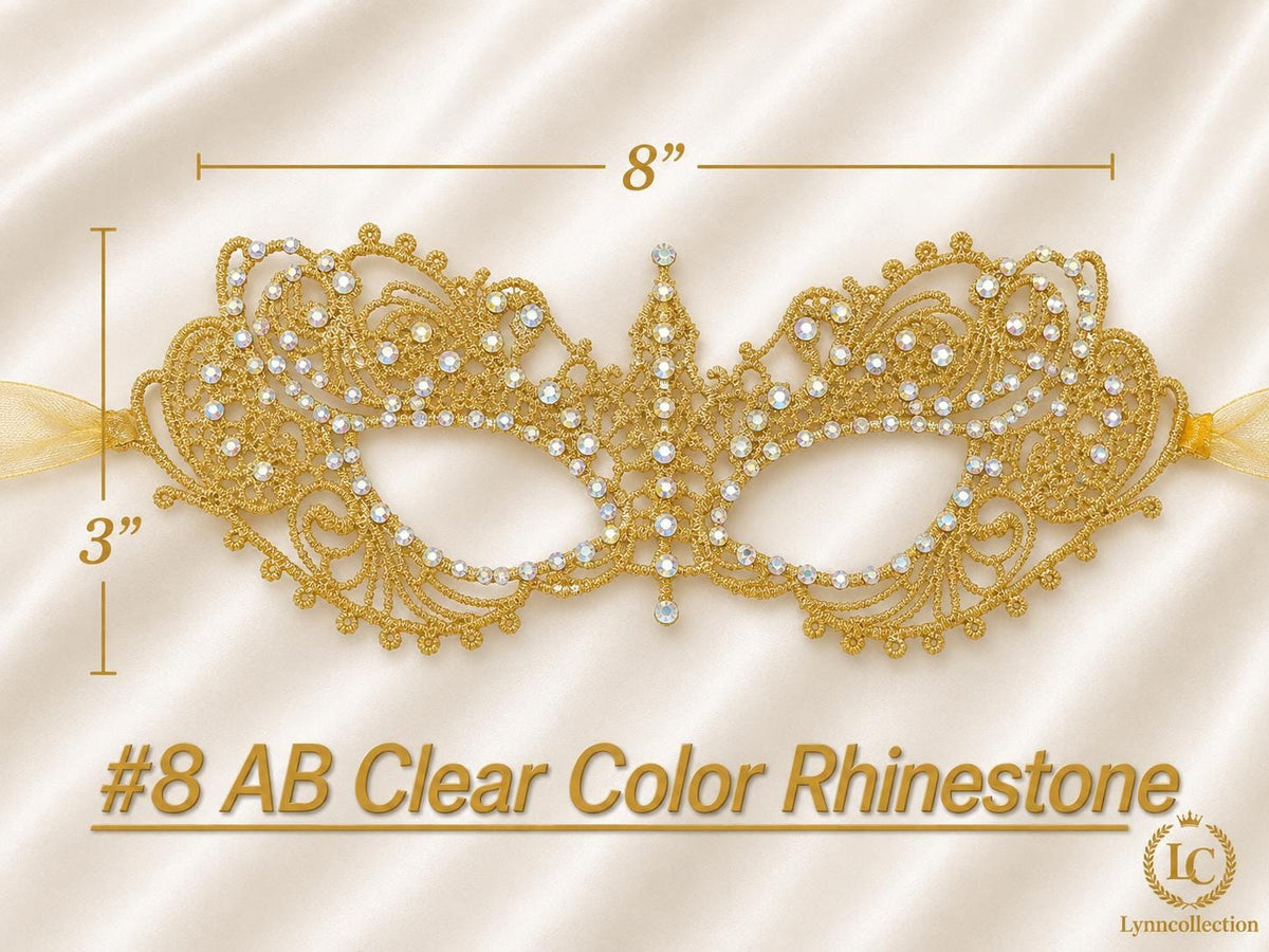 Lace Masquerade Mask with Rhinestones, Embroidery mask,