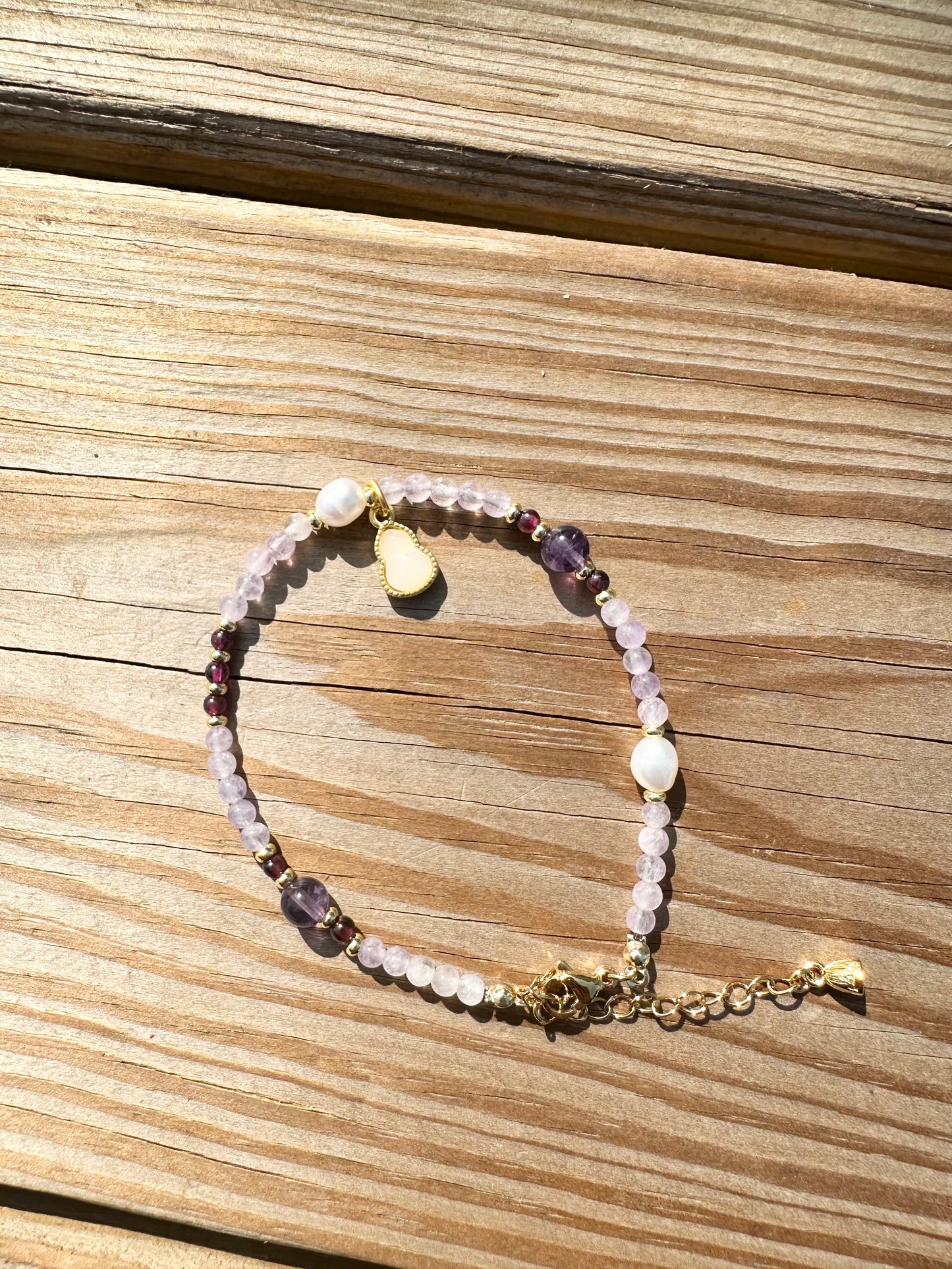 925 Sterling Silver gold plated with Natural Lavender Amethyst bracelet