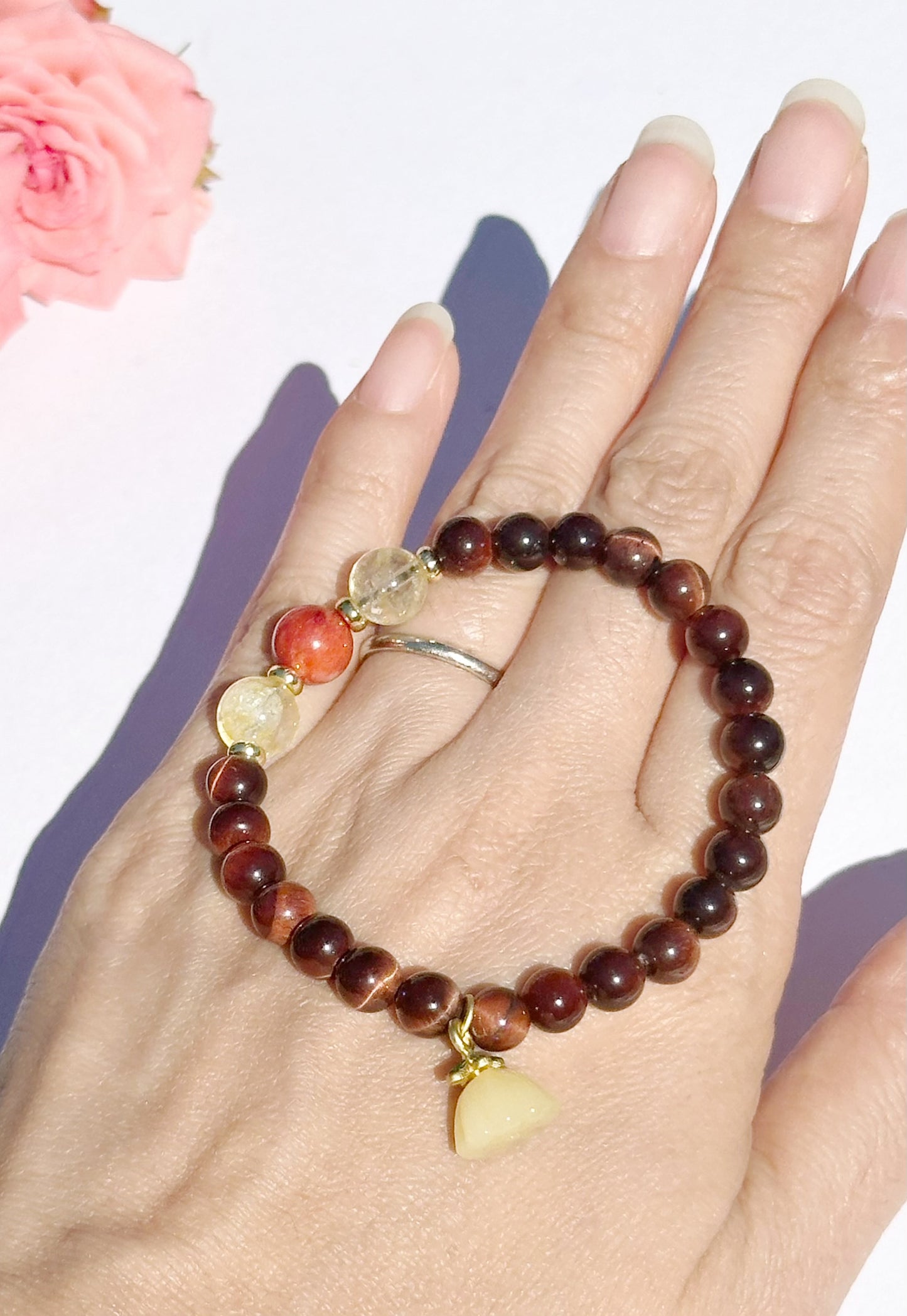 6mm Red Tiger Eye Elastic stretches for a secure, easy fit Handmade Bracelet, Women bracelet