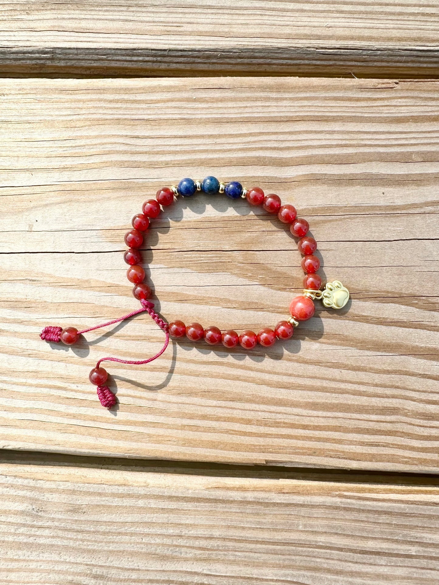 6mm Lapis Red Agate stretches Handmade Bracelet
