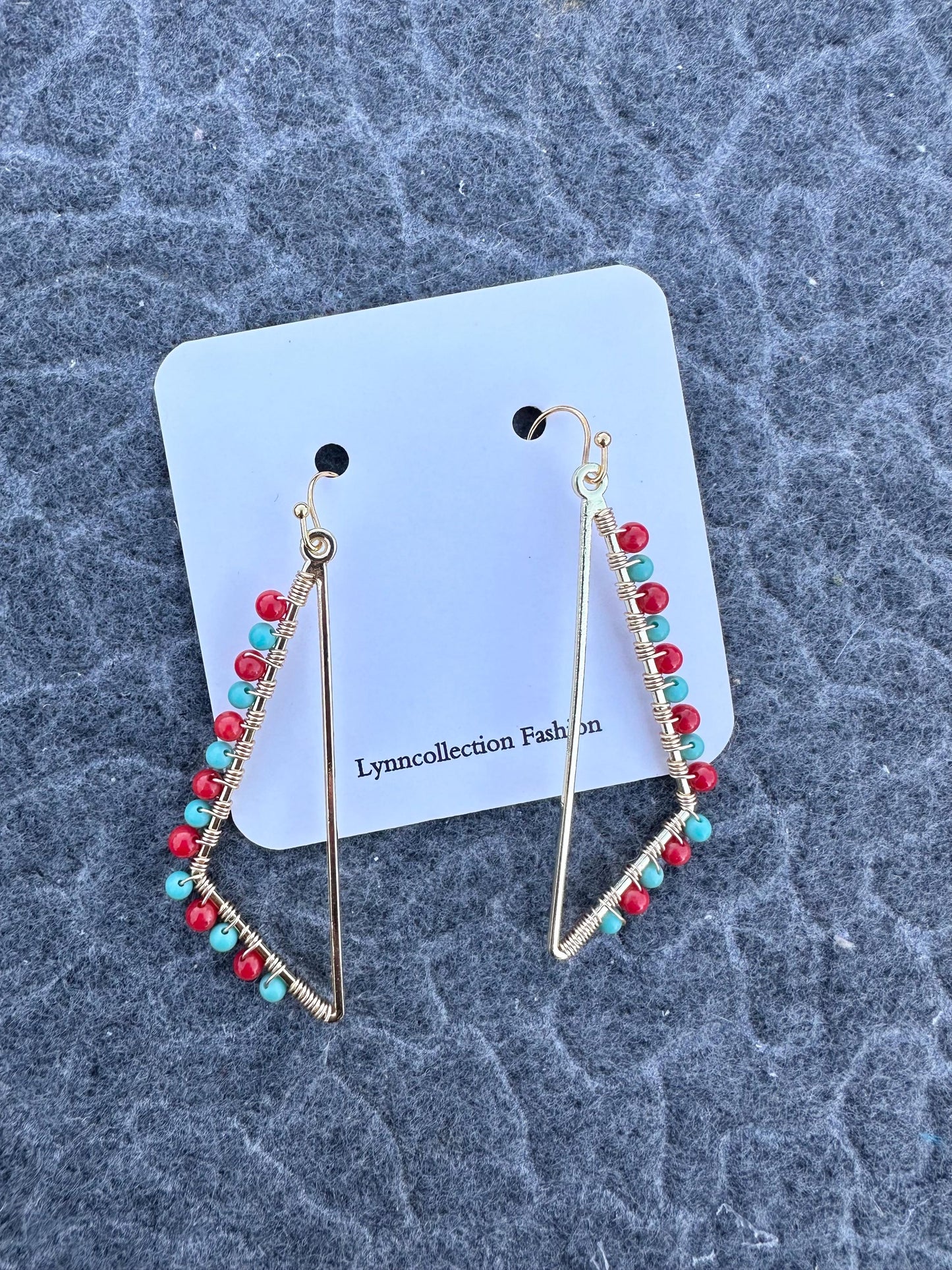 Handmade Earrings with 3mm Red Coral and 3mm turquoise with gold plated