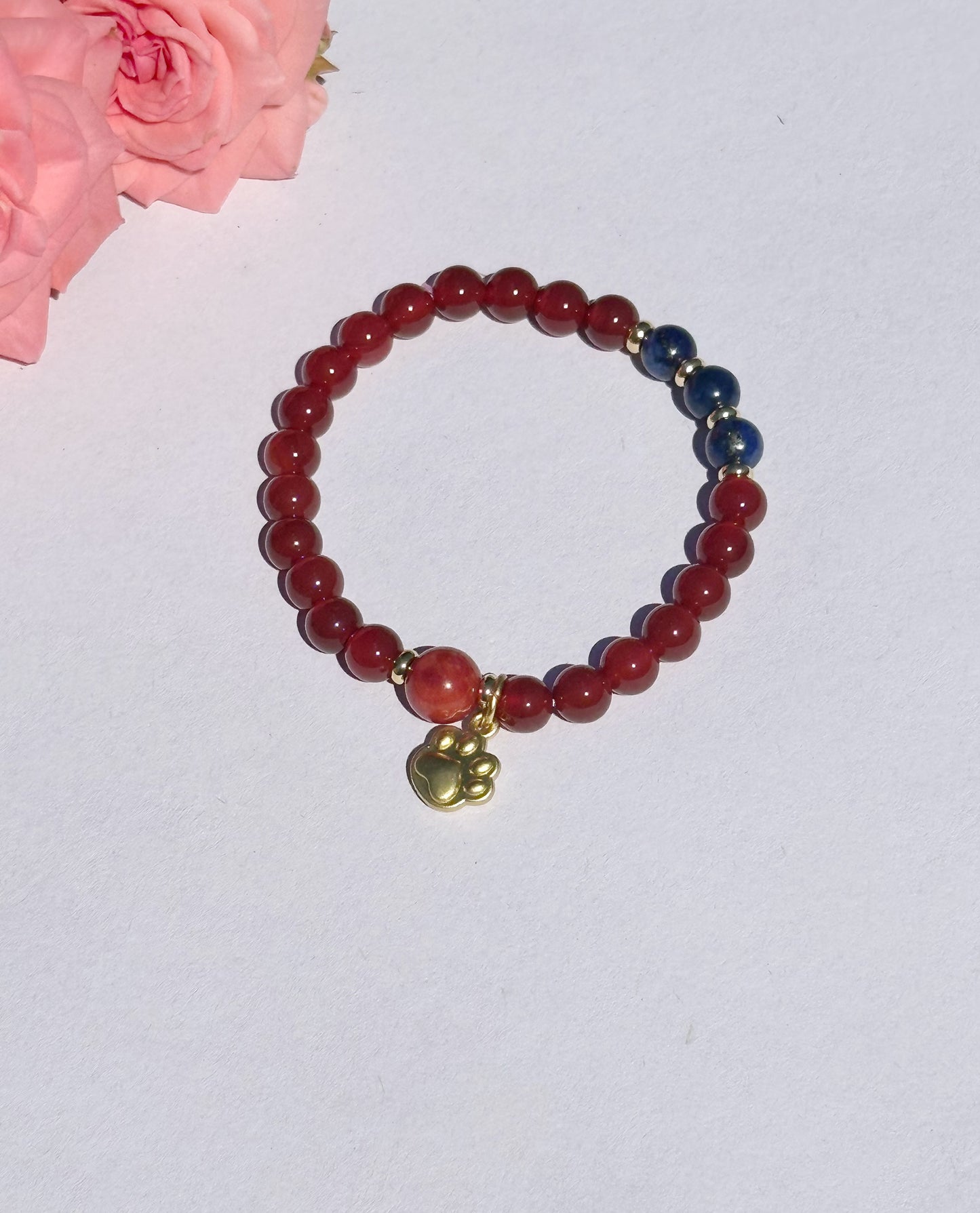6mm Lapis Red Agate stretches Handmade Bracelet