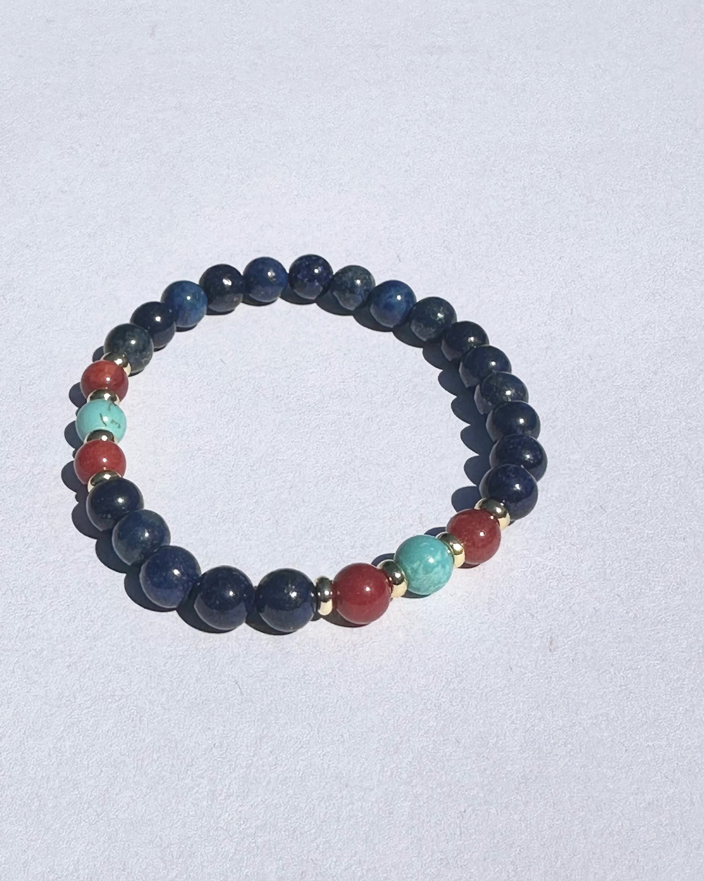6mm Lapis Lazuli Elastic stretches for a secure, easy fit Handmade Bracelet