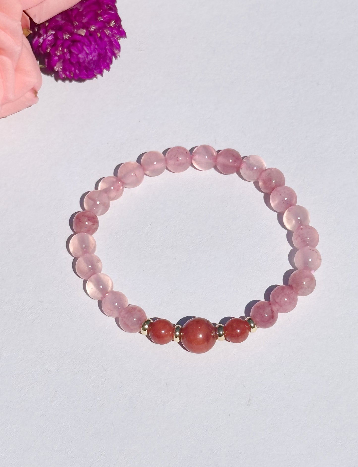 6mm pink chalcedony Handmade Bracelet, Women bracelet