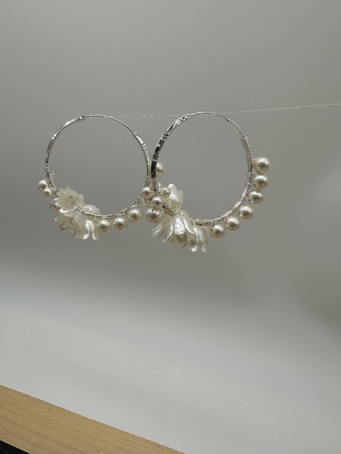 Handmade earrings, Dangle Earrings Swarovski pearl with 925 sterling silver hook