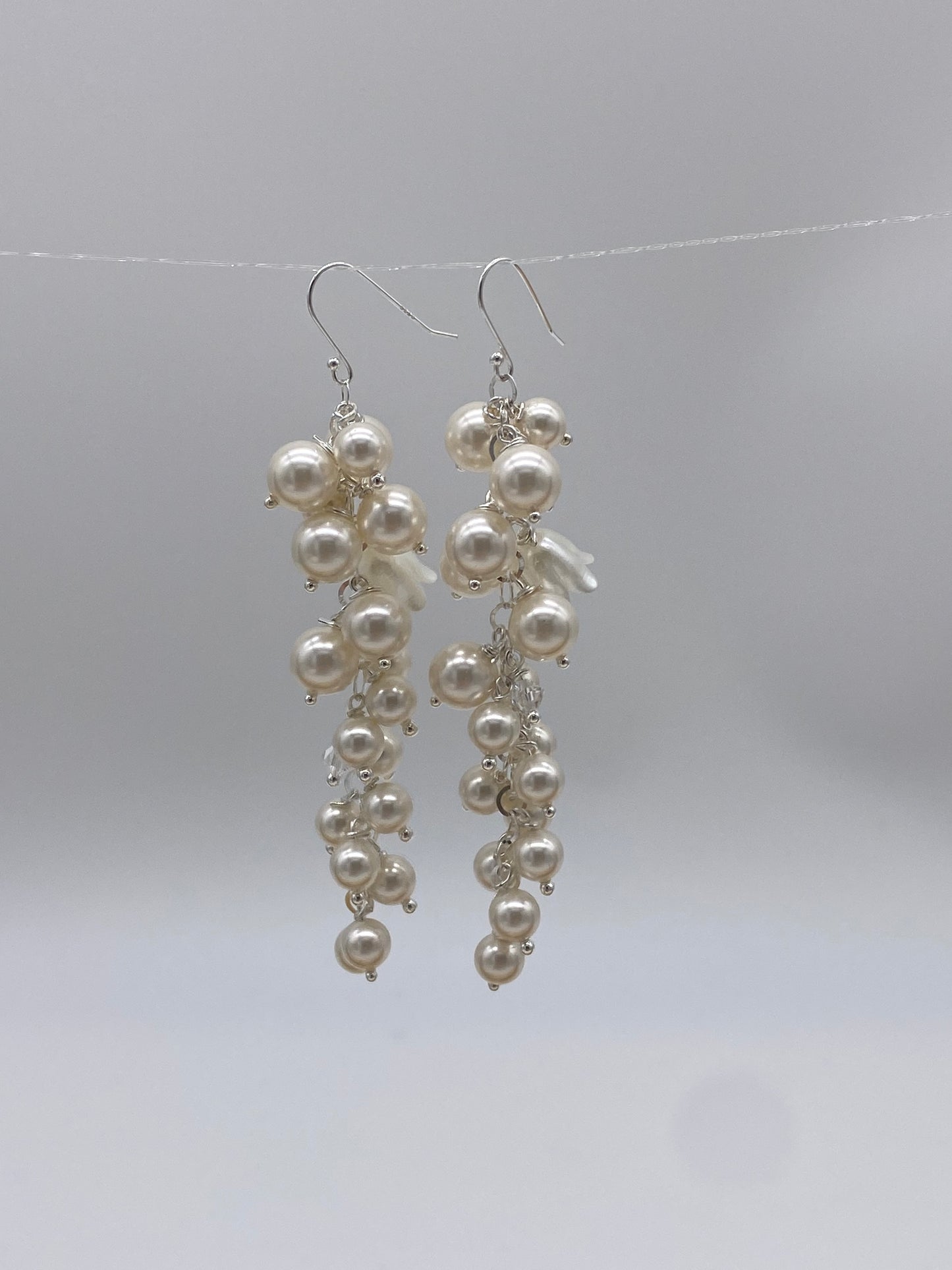 Handmade Dangle Earrings,925 Sterling Silver Hook with Sawarvski pearl