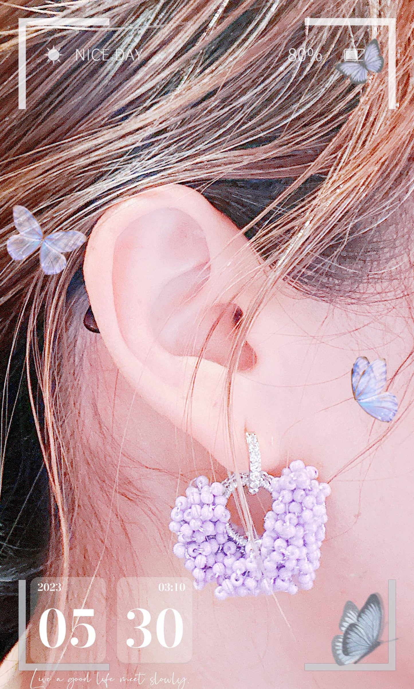 Crochet with seed beads and 20mm size 14K Gold Plated Hoop Earrings and Sterling Silver Post