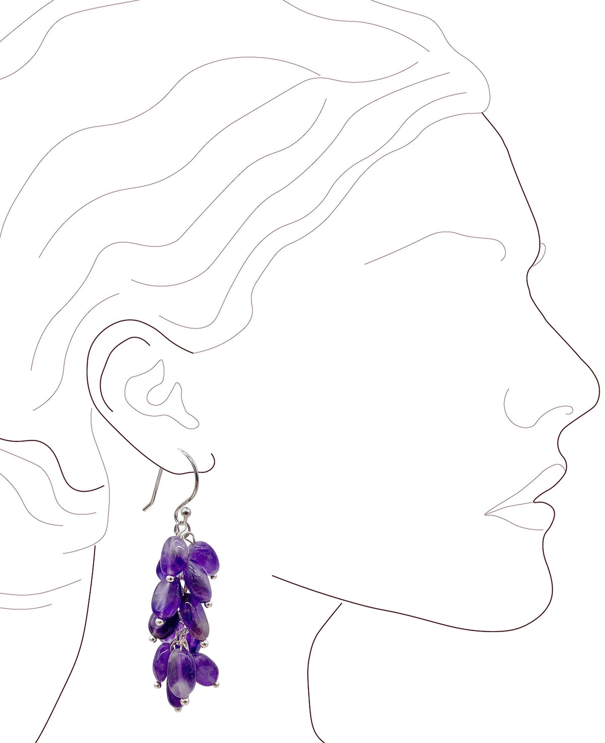handmade earrings, Dangle Earrings, 925 Sterling Silver Hook with Amethyst