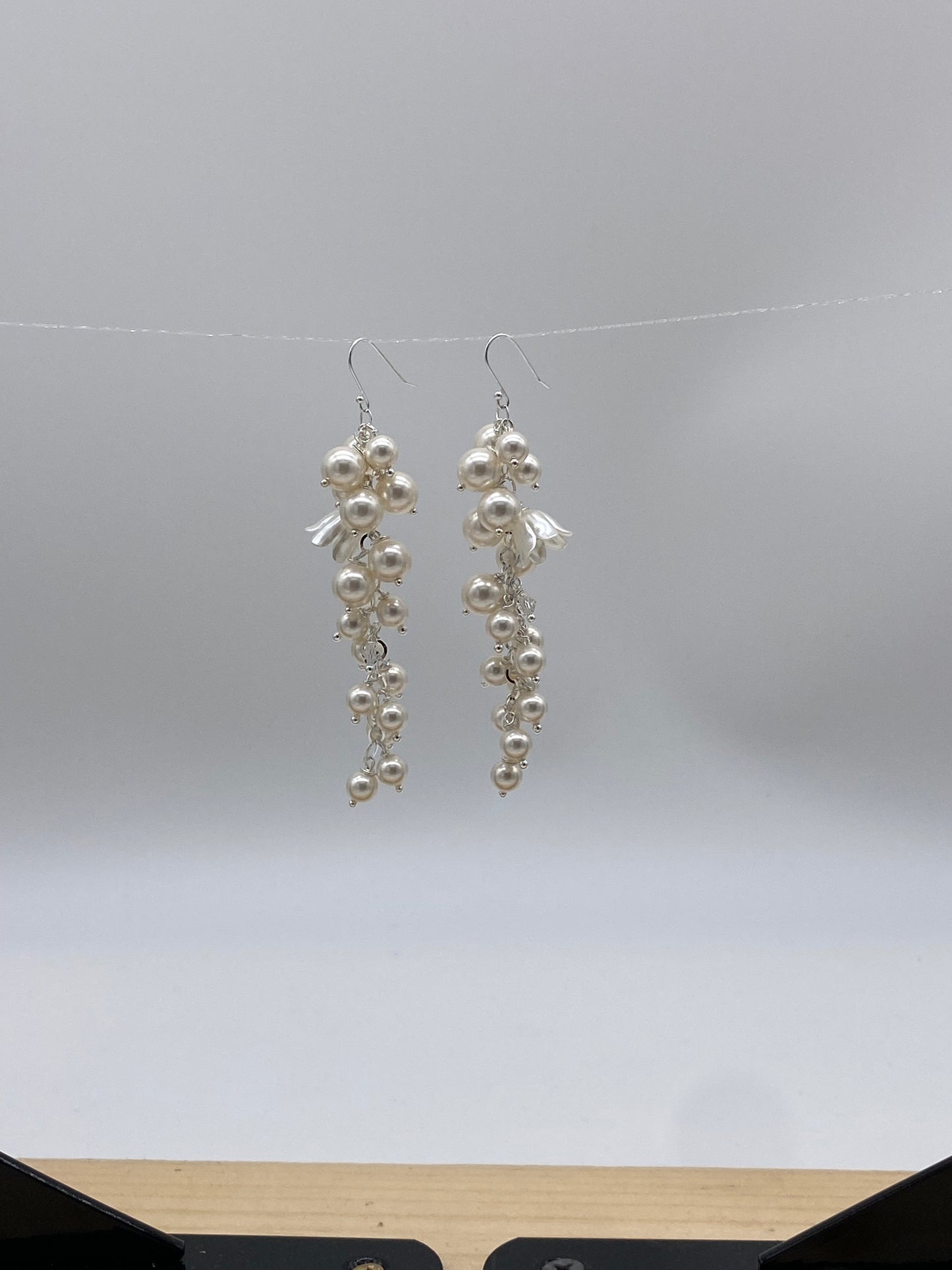 Handmade Dangle Earrings,925 Sterling Silver Hook with Sawarvski pearl