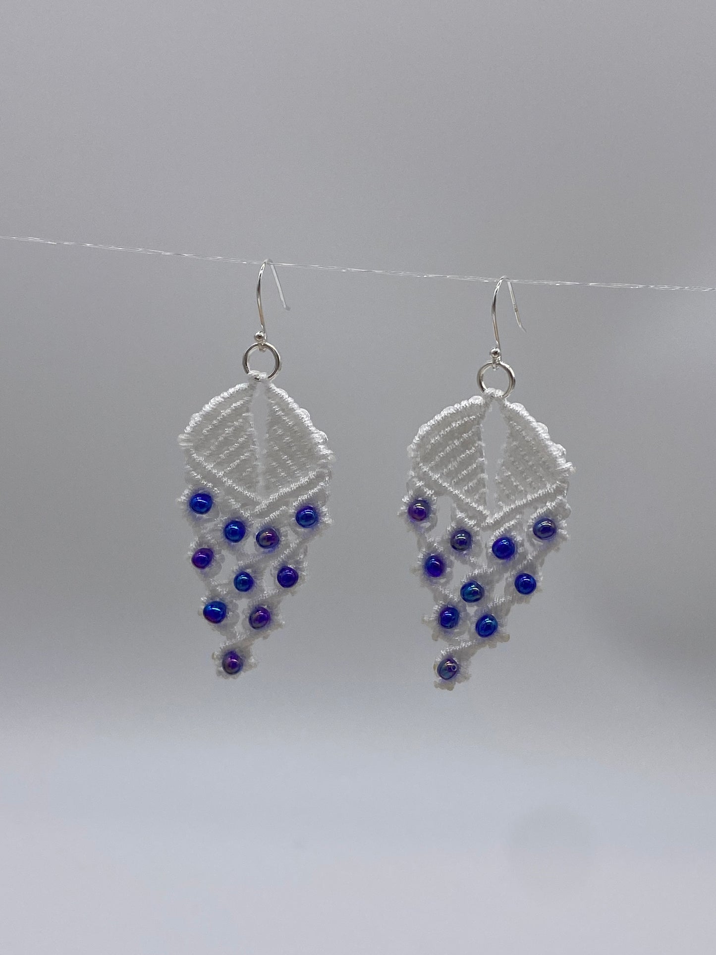 White color , Macrame Earrings, Bohemian Fashion, Tribal Ethnic Bellydance, Handmade Earrings,Handmade Macrame, Dangle Earring,Macrame Jewelry