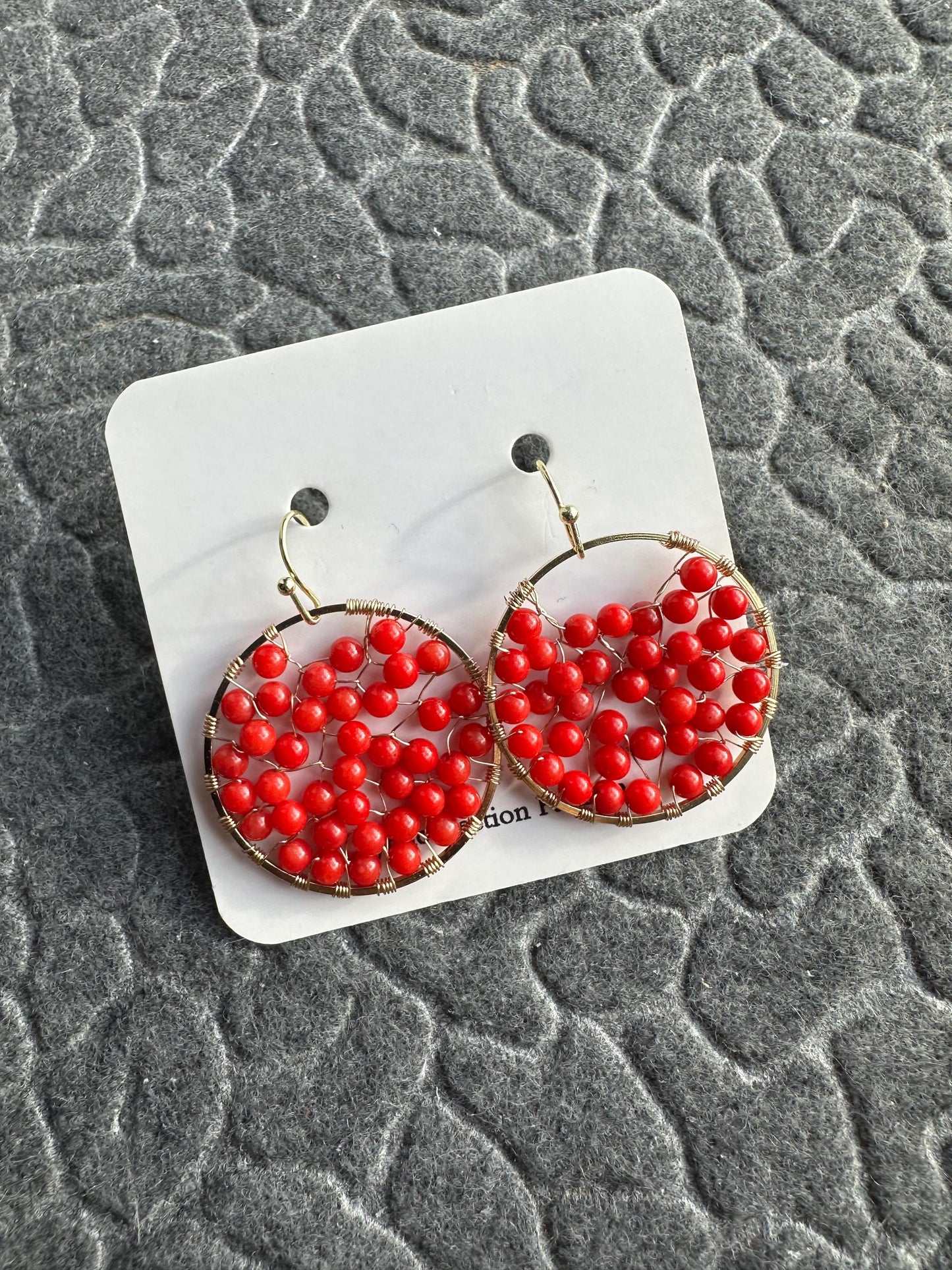 Handmade wire wrapping with coral gemstone with gold plated