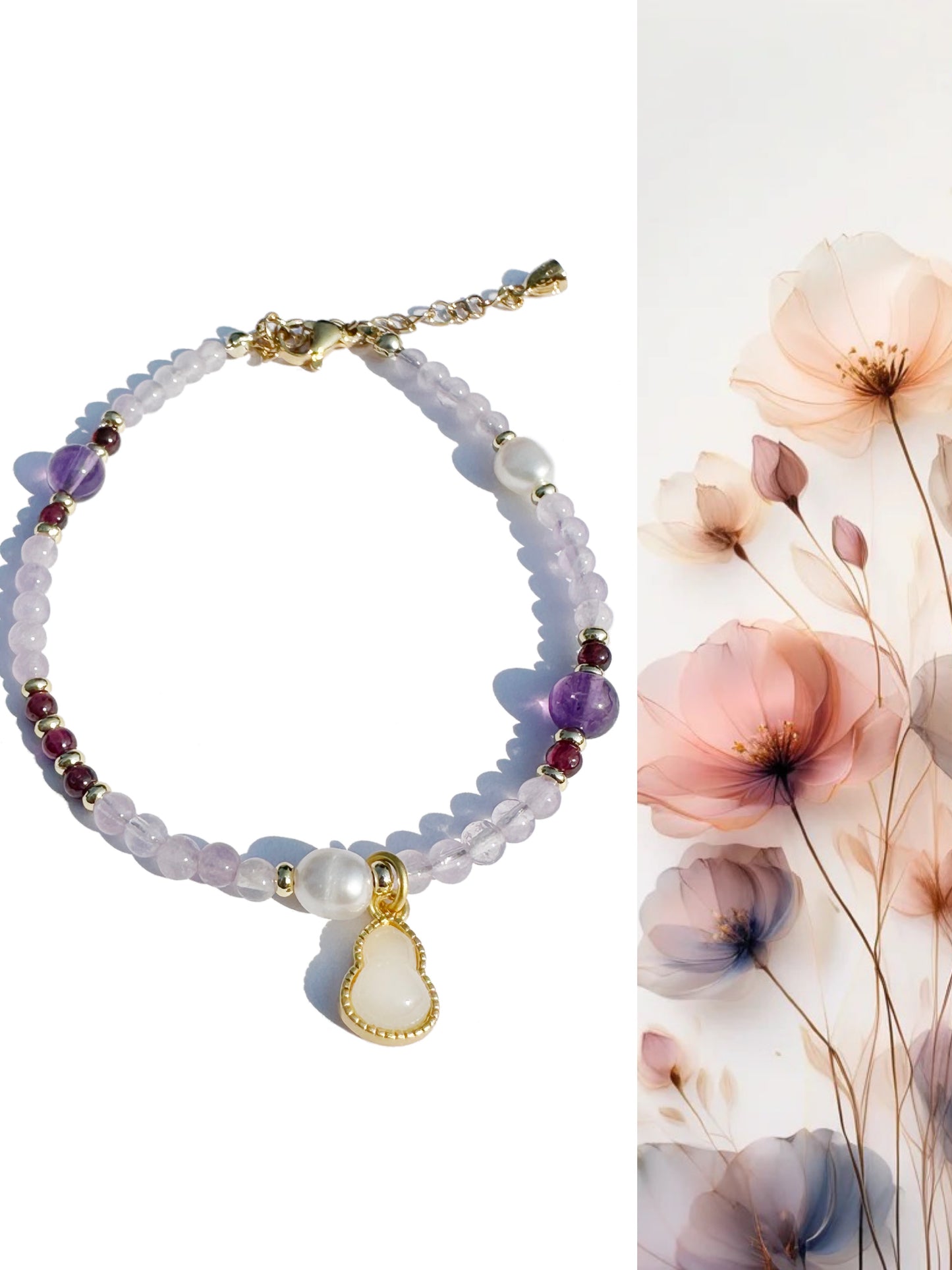 925 Sterling Silver gold plated with Natural Lavender Amethyst bracelet