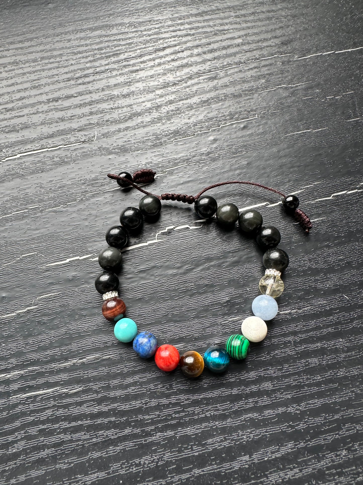 Bracelet For Men Natural Stone Beads 8mm obsidian Bracelet with Yellow Tiger eye, Turquoise, Lapis Lazuli , Coral, Red Tiger Eye, Blue Tiger Eye, Malachite,Howlite Aquamarine, citrine crystal Stretch Bracelets Adjustable Bracelet for Men