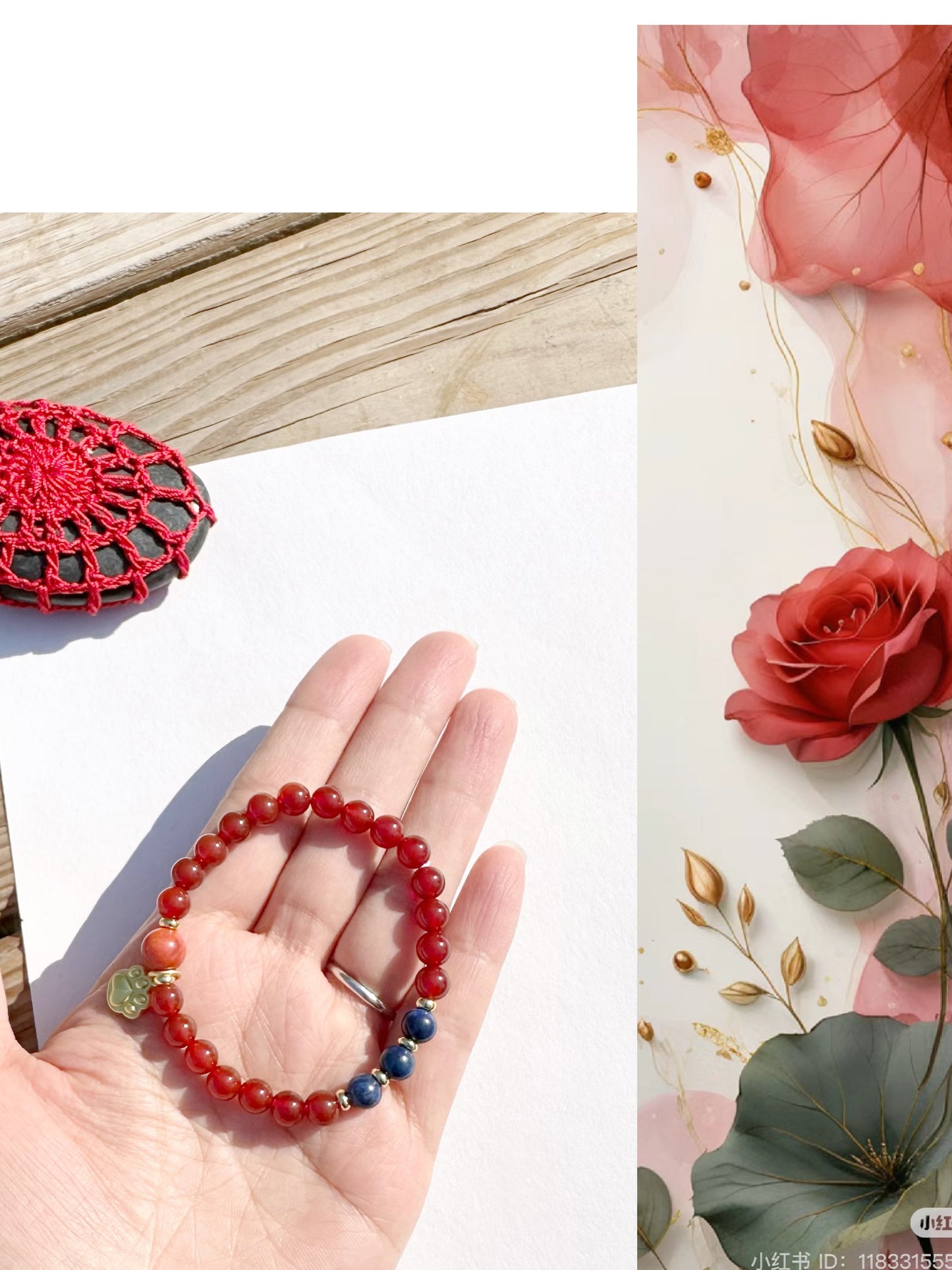 6mm Lapis Red Agate stretches Handmade Bracelet