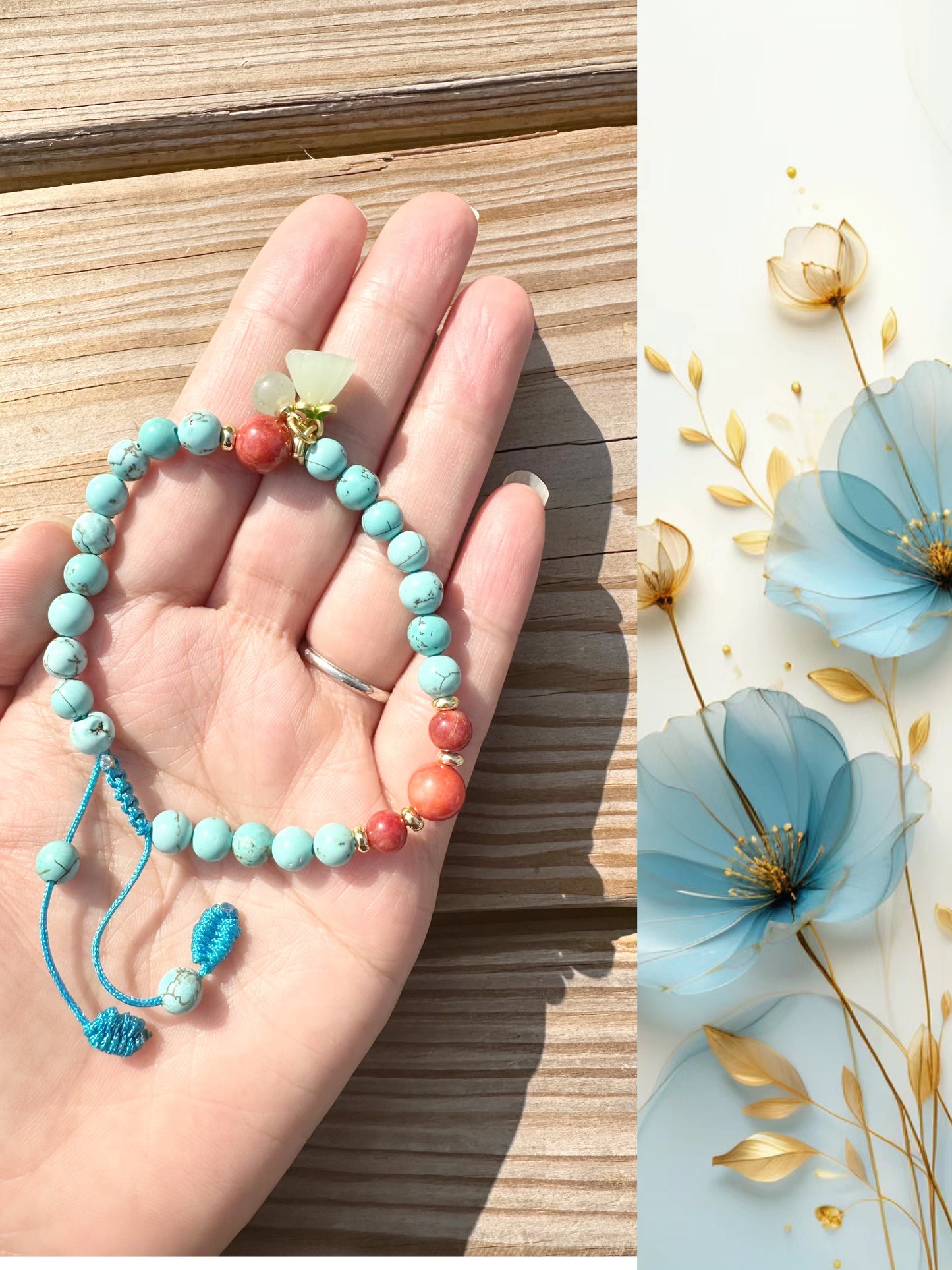 6mm Turquoise Stretch Handmade Bracelet, Women and men bracelet