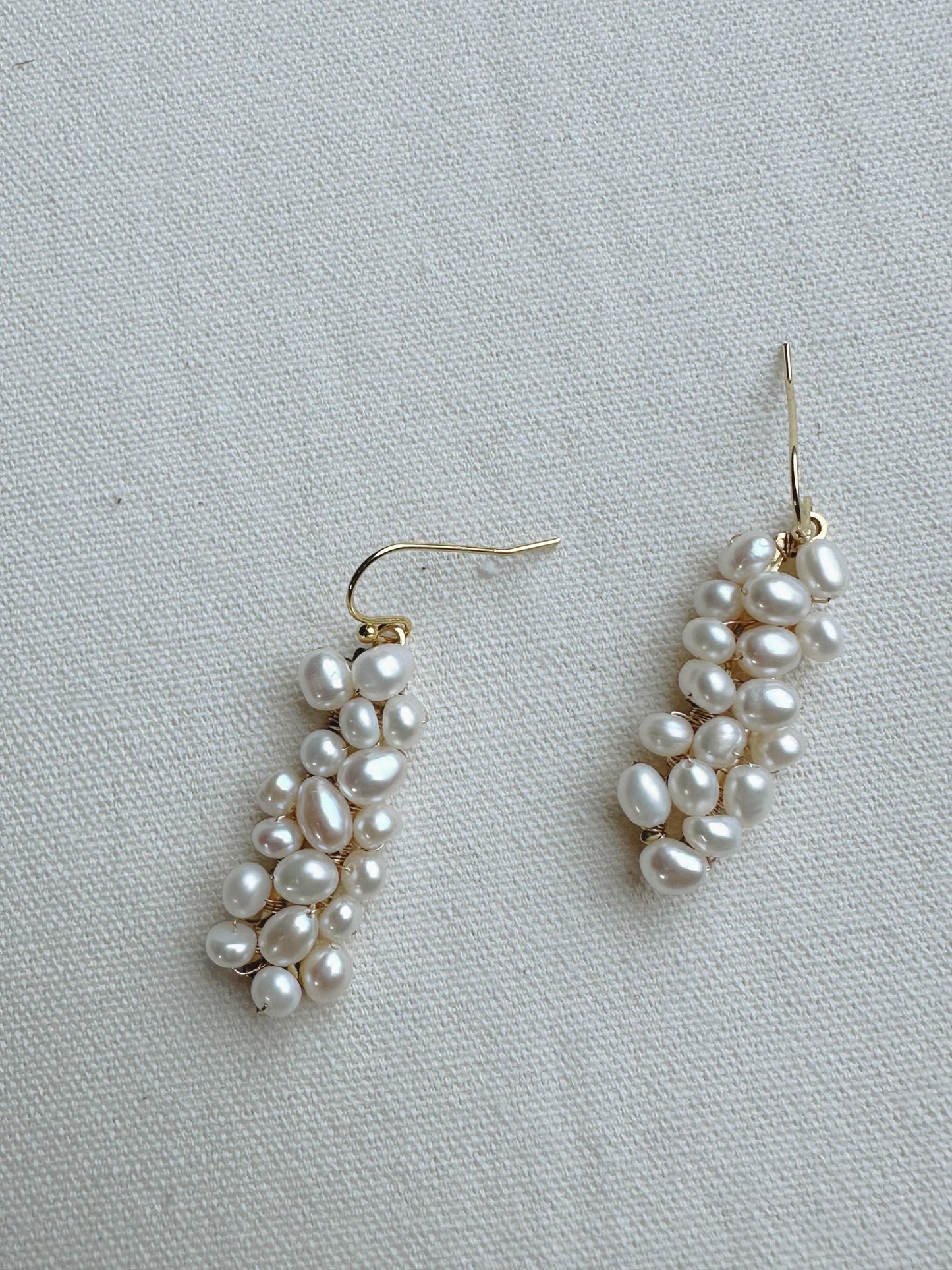Freshwater Pearl with Gold plated Wire Wrapped Handmade, size: 1.5” length X 0.5” width.