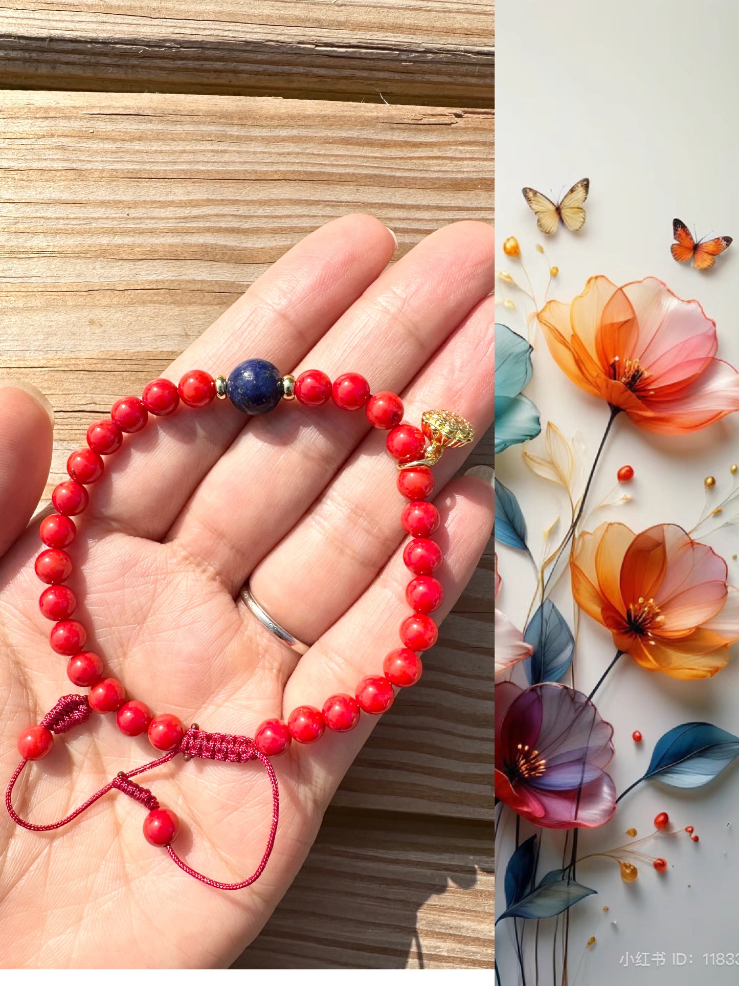 6mm coral Handmade Bracelet, Women bracelet
