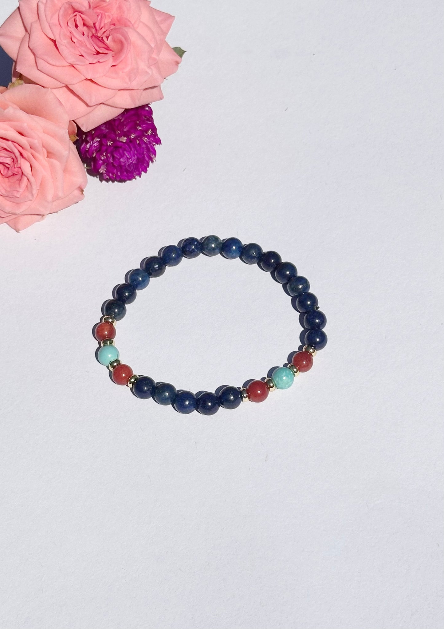 6mm Lapis Lazuli Elastic stretches for a secure, easy fit Handmade Bracelet